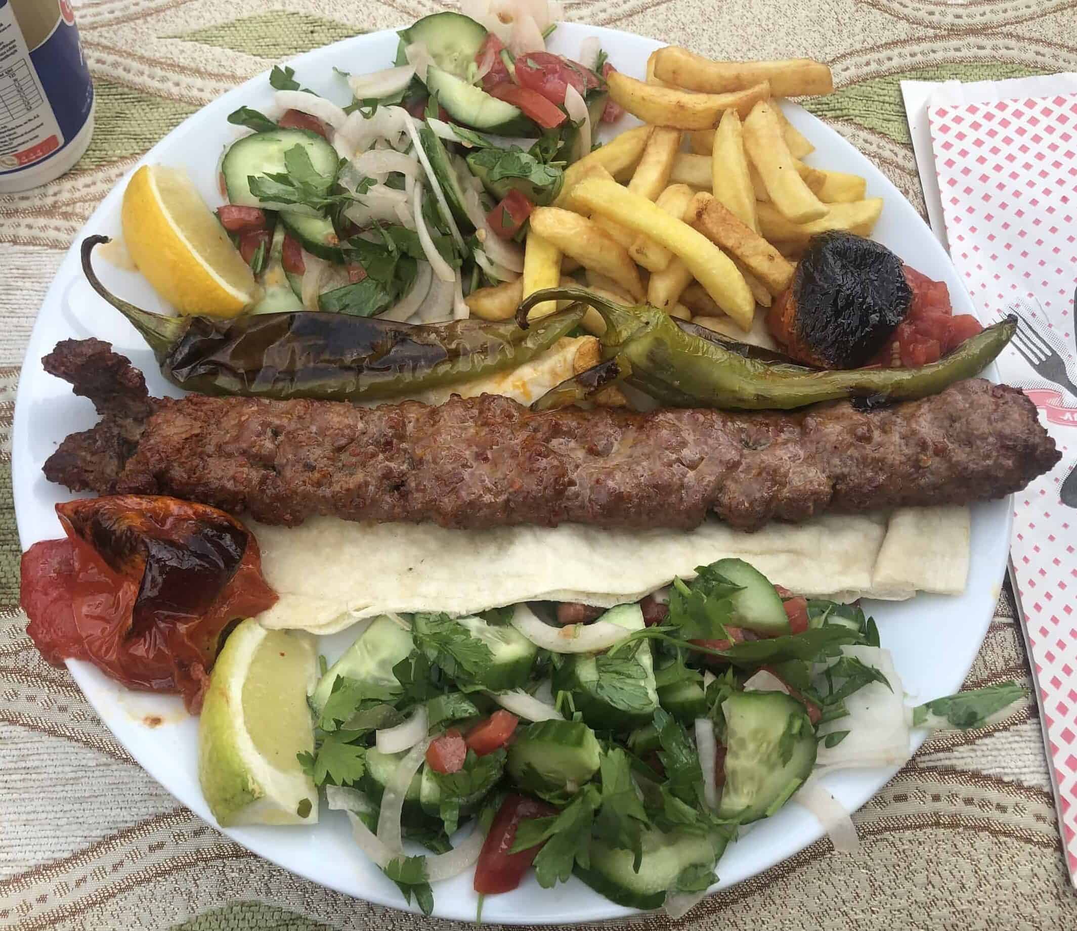 Adana kebab at Can Pizza in Marmaris, Turkey