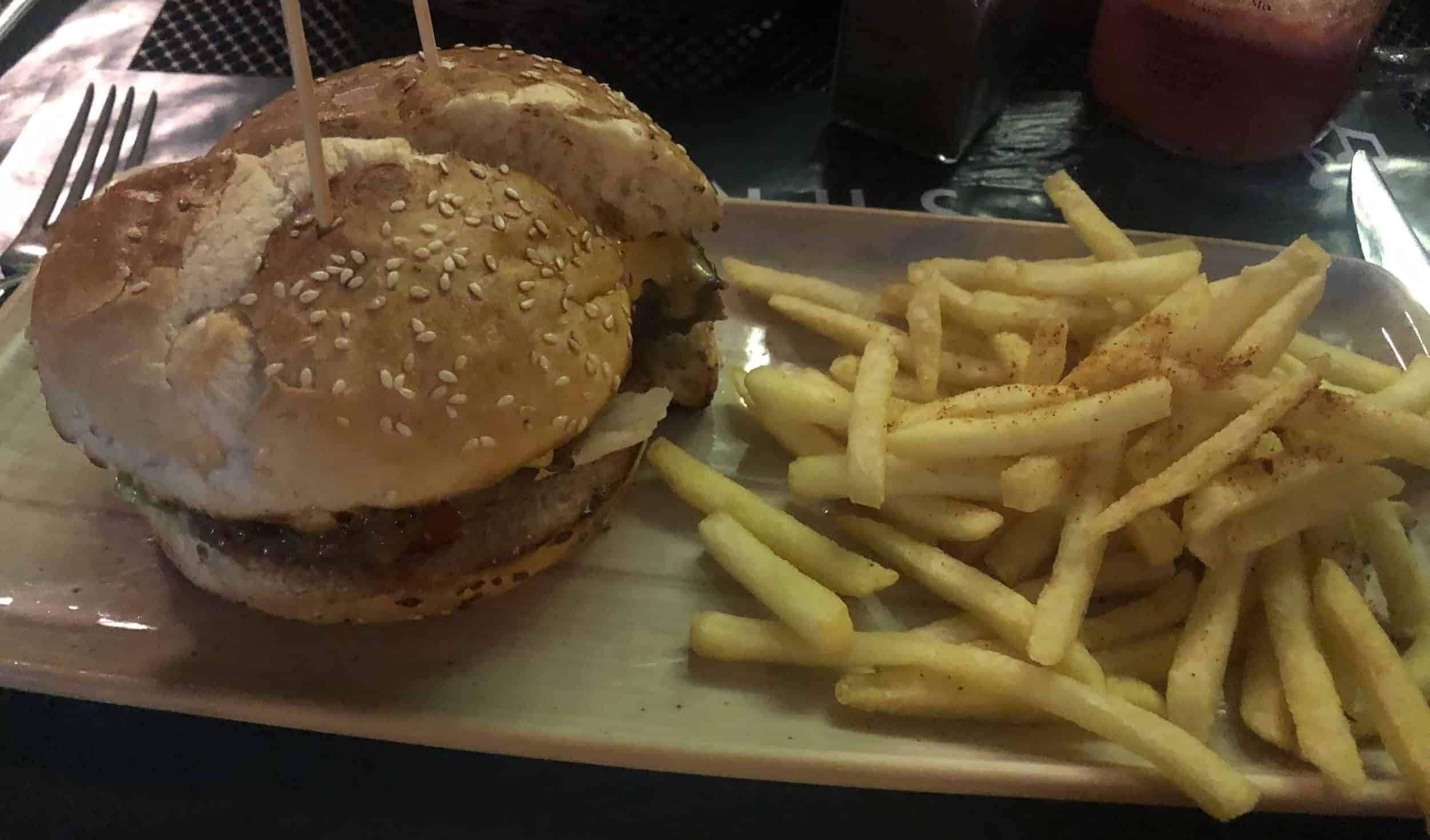 Burger and fries at Yunus