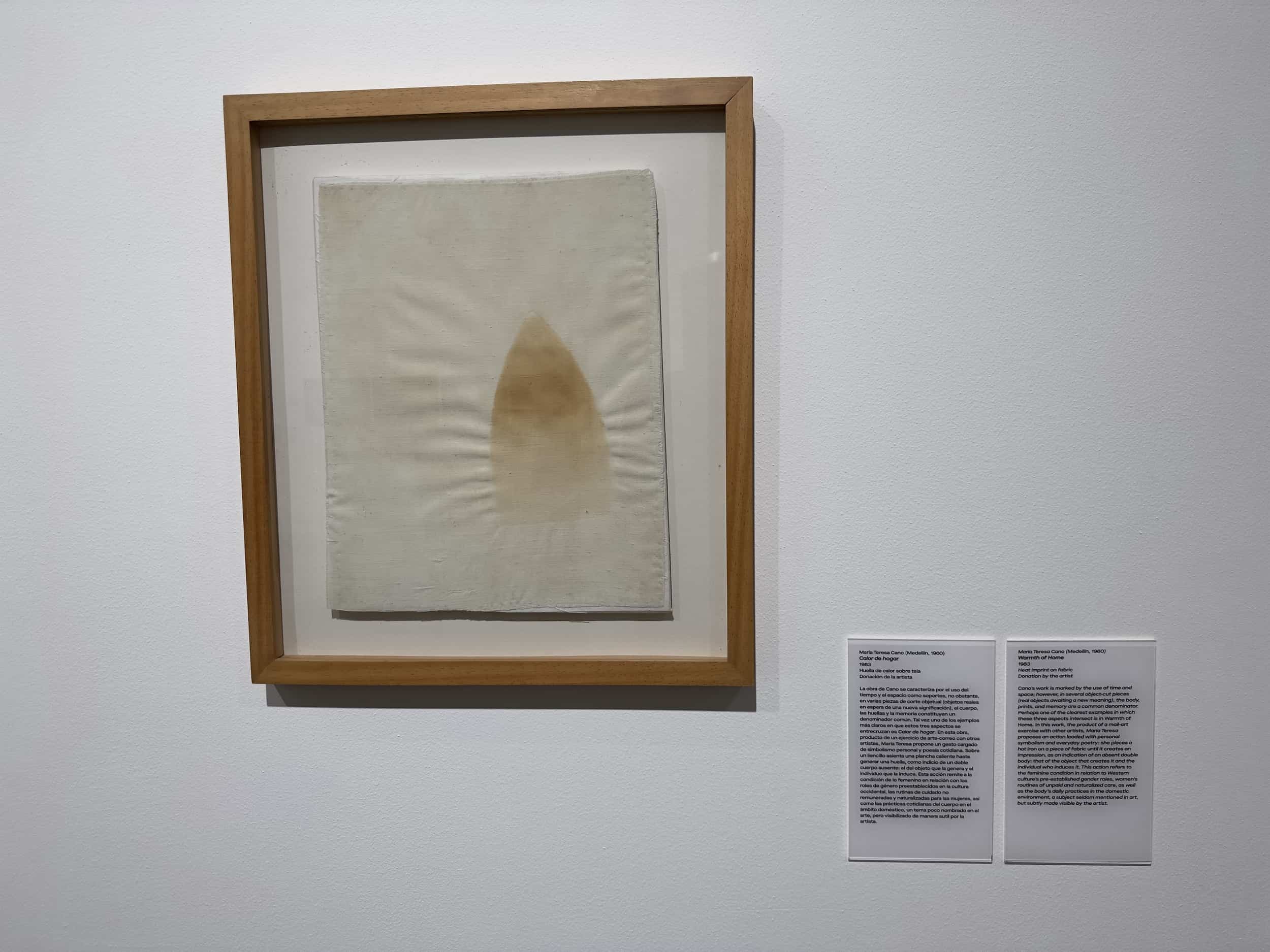 Warmth of Home by María Teresa Cano (1983), heat imprint on fabric at the Medellín Museum of Modern Art in Medellín, Antioquia, Colombia