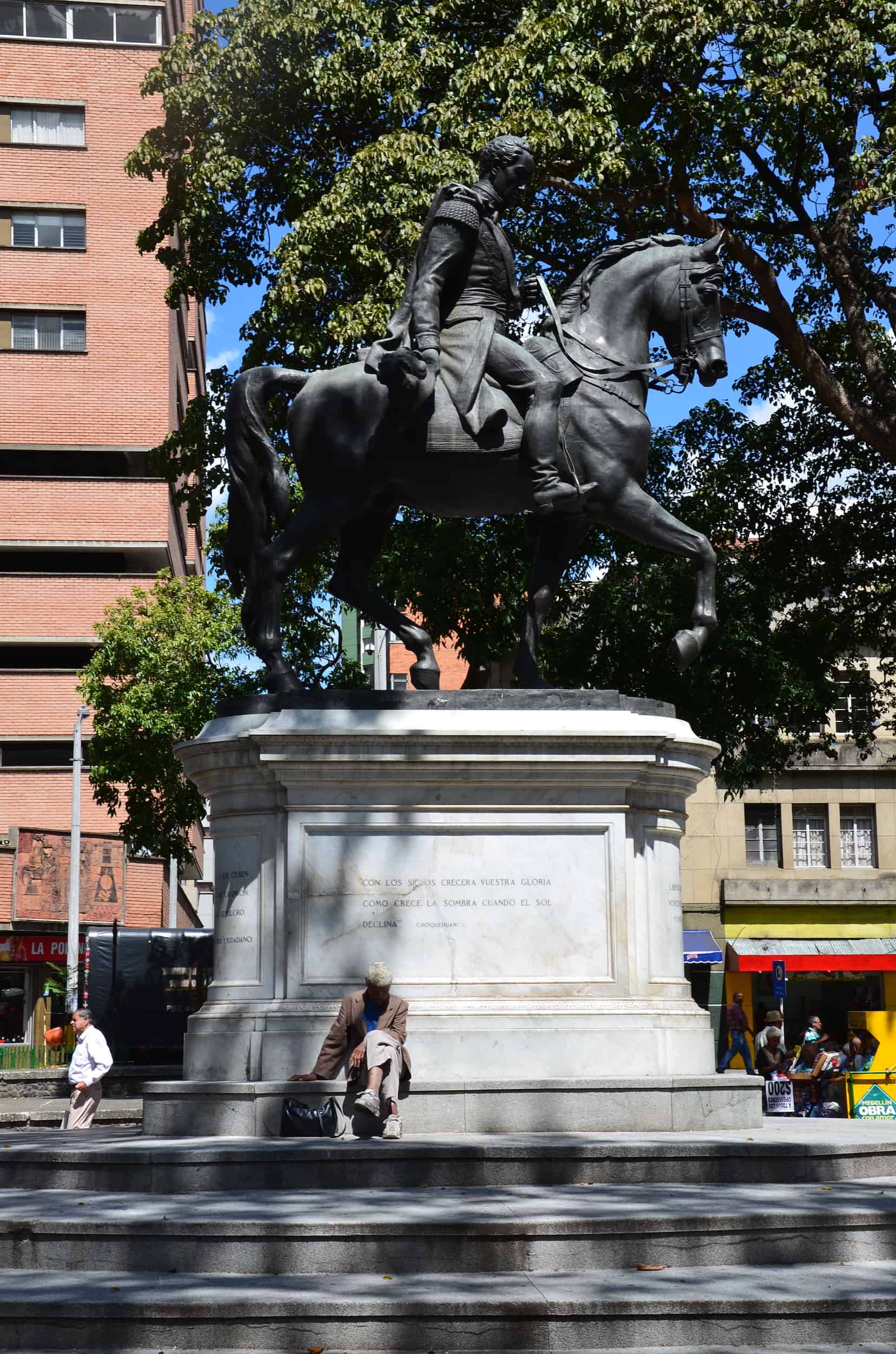 Simón Bolívar statue at Parque Bolívar in El Centro, Medellín, Antioquia, Colombia