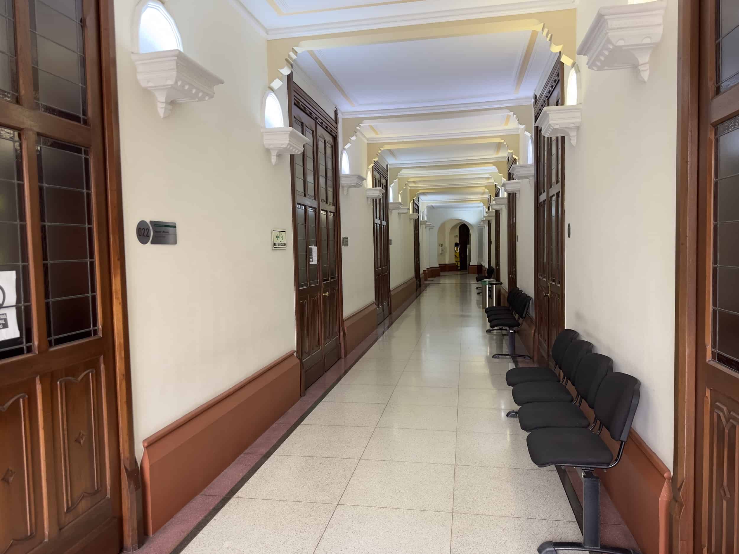 Ground floor hallway at the Rafael Uribe Uribe Palace of Culture in El Centro Medellín, Antioquia, Colombia