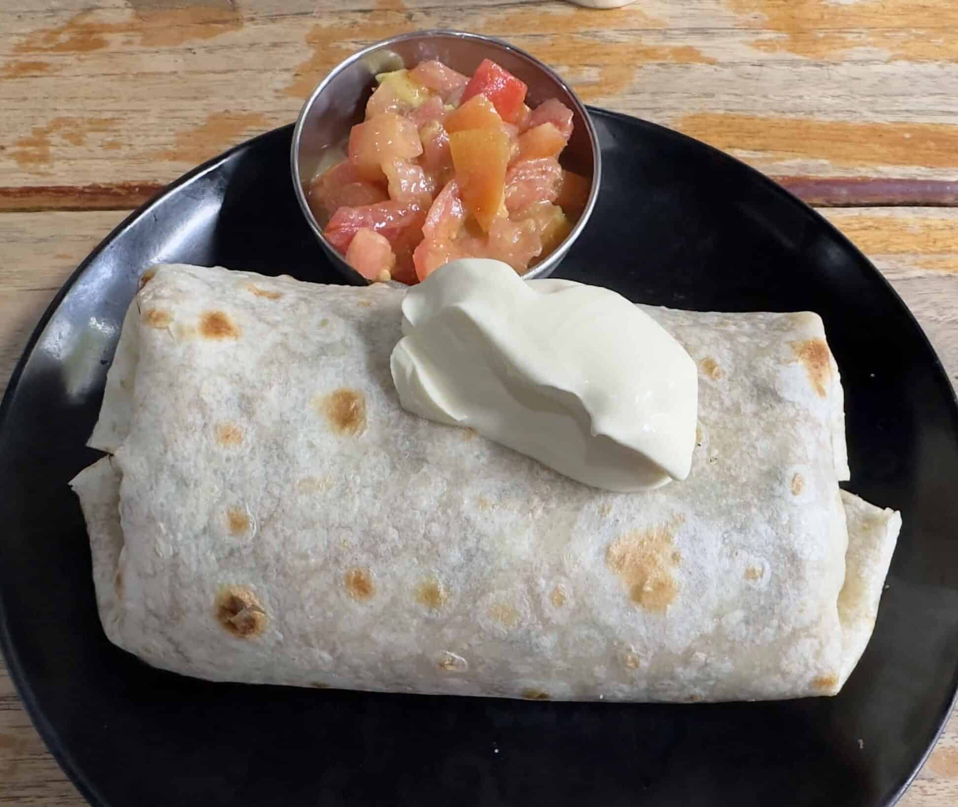 Spicy Mexican burrito at Brunch de Salento in Salento, Quindío, Colombia