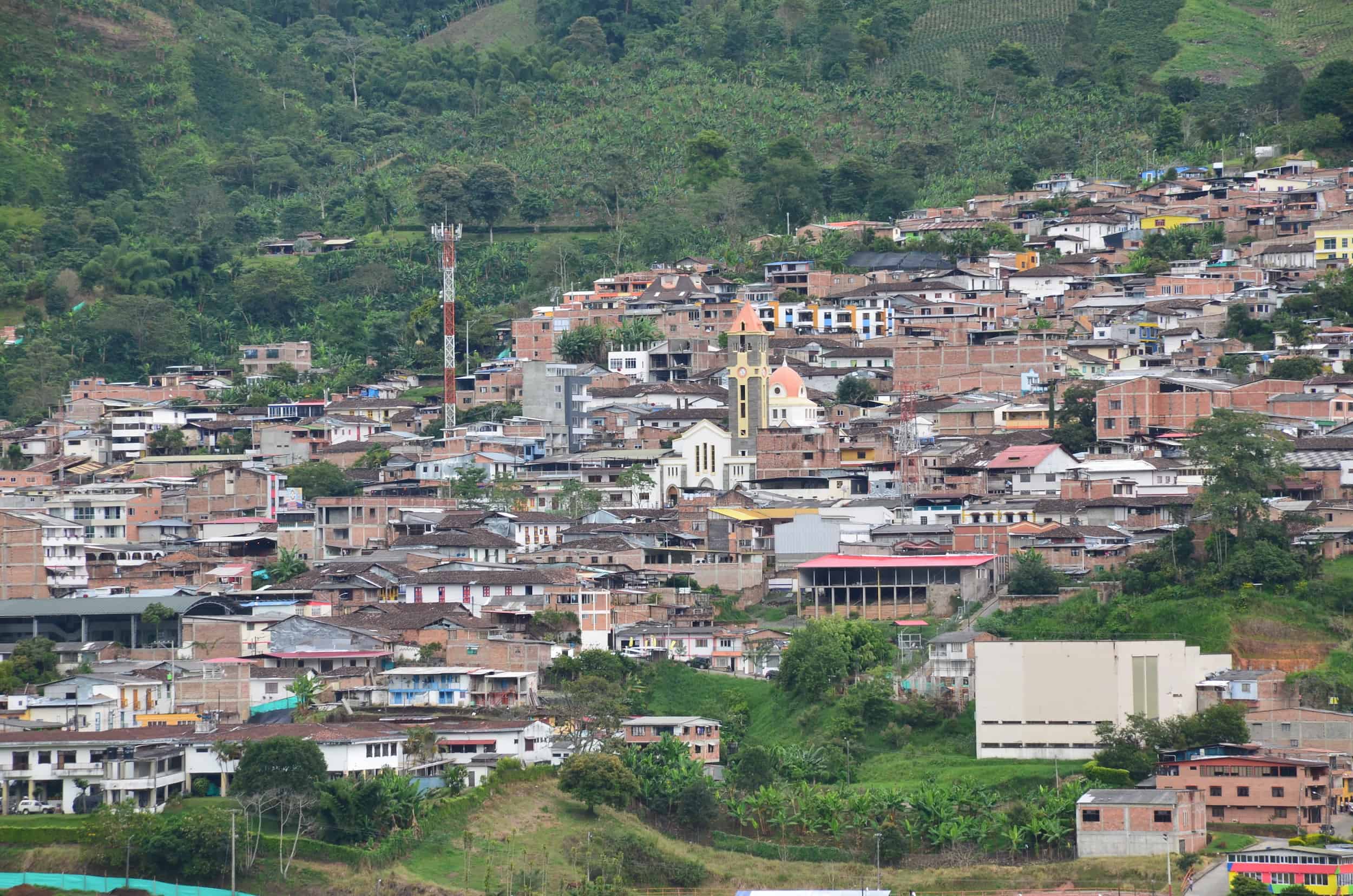 View of Belén de Umbría at Mirador Las Veraneras in Belén de Umbría, Risaralda, Colombia