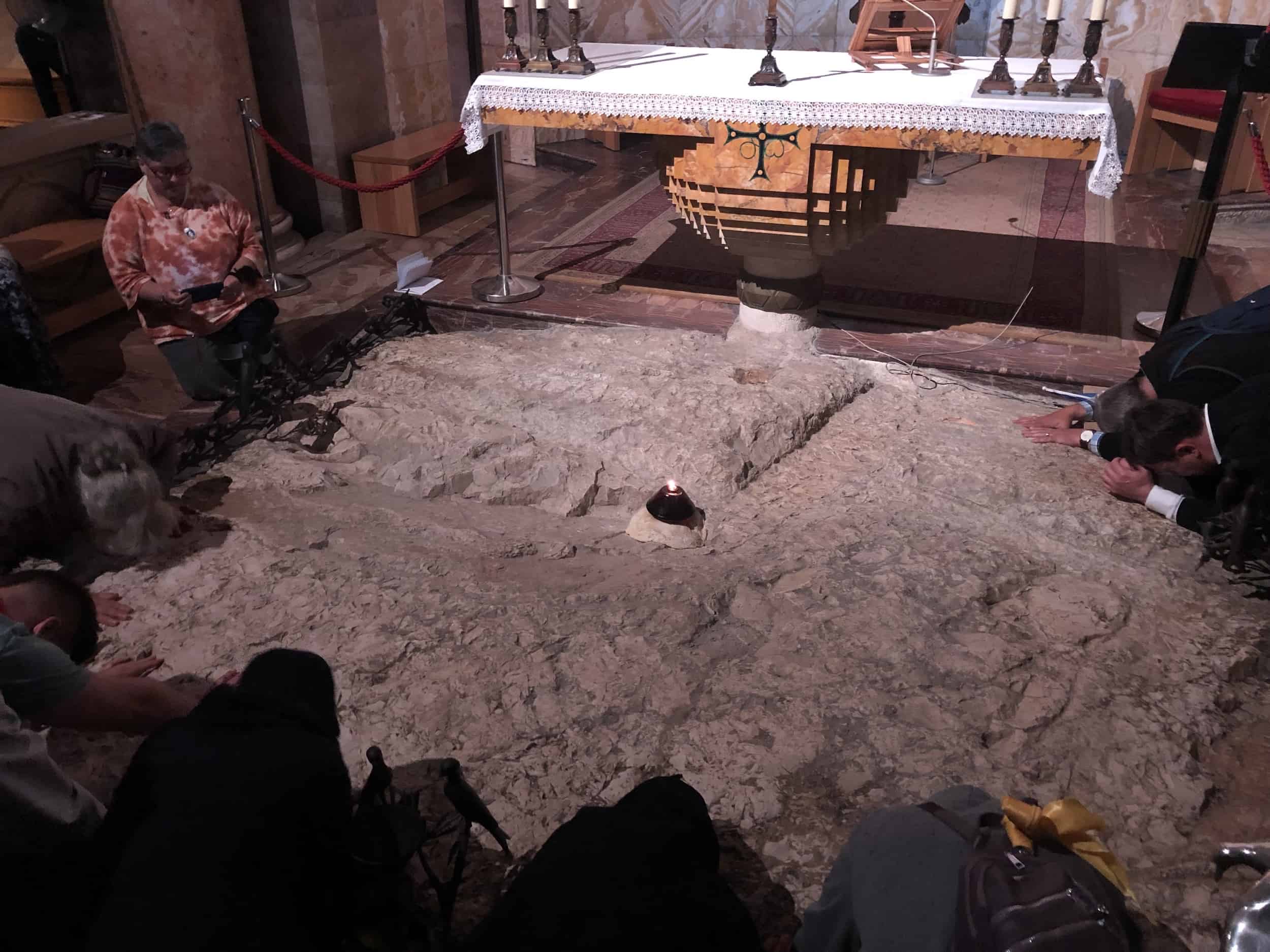 Rock of Agony in the Church of All Nations at Gethsemane in Jerusalem