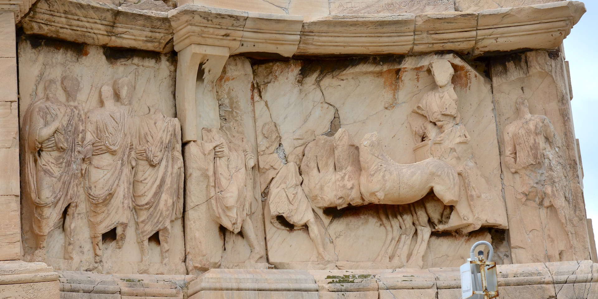 Frieze on the Philopappos Monument on the Hill of the Muses (Philopappos Hill) in the Western Hills of Athens, Greece