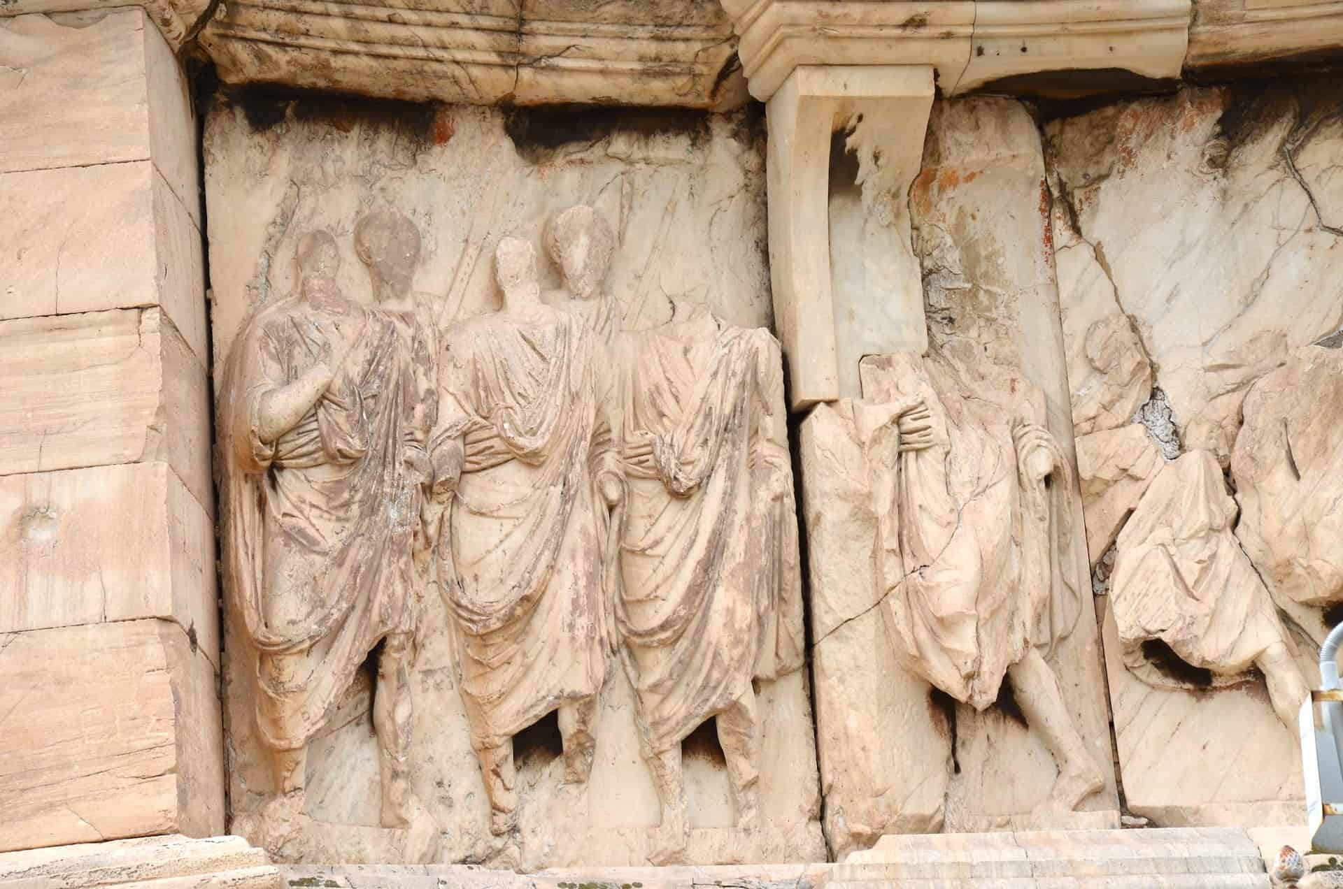 Lictors on the Philopappos Monument on the Hill of the Muses (Philopappos Hill) in the Western Hills of Athens, Greece