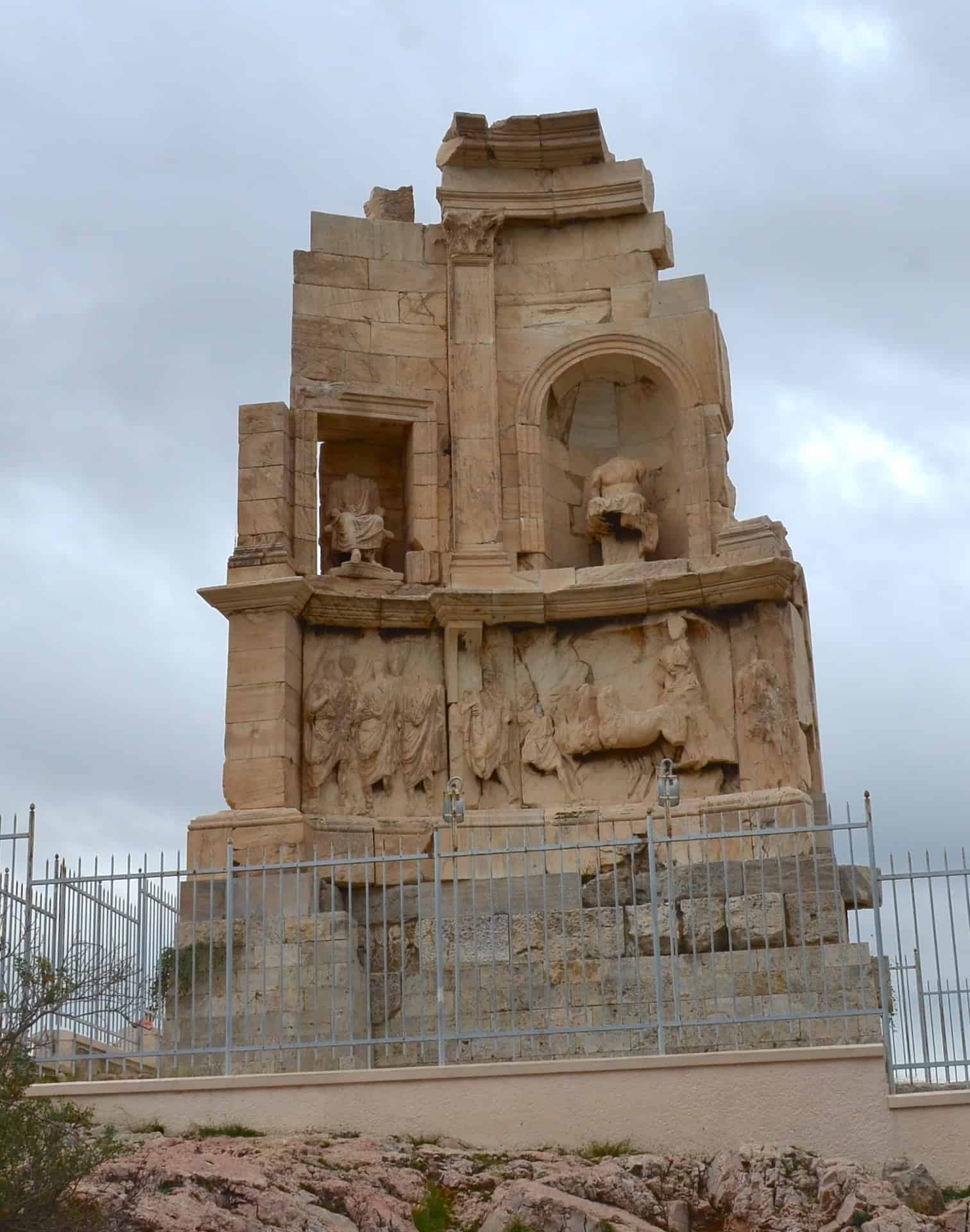 Philopappos Monument on the Hill of the Muses (Philopappos Hill) in the Western Hills of Athens, Greece