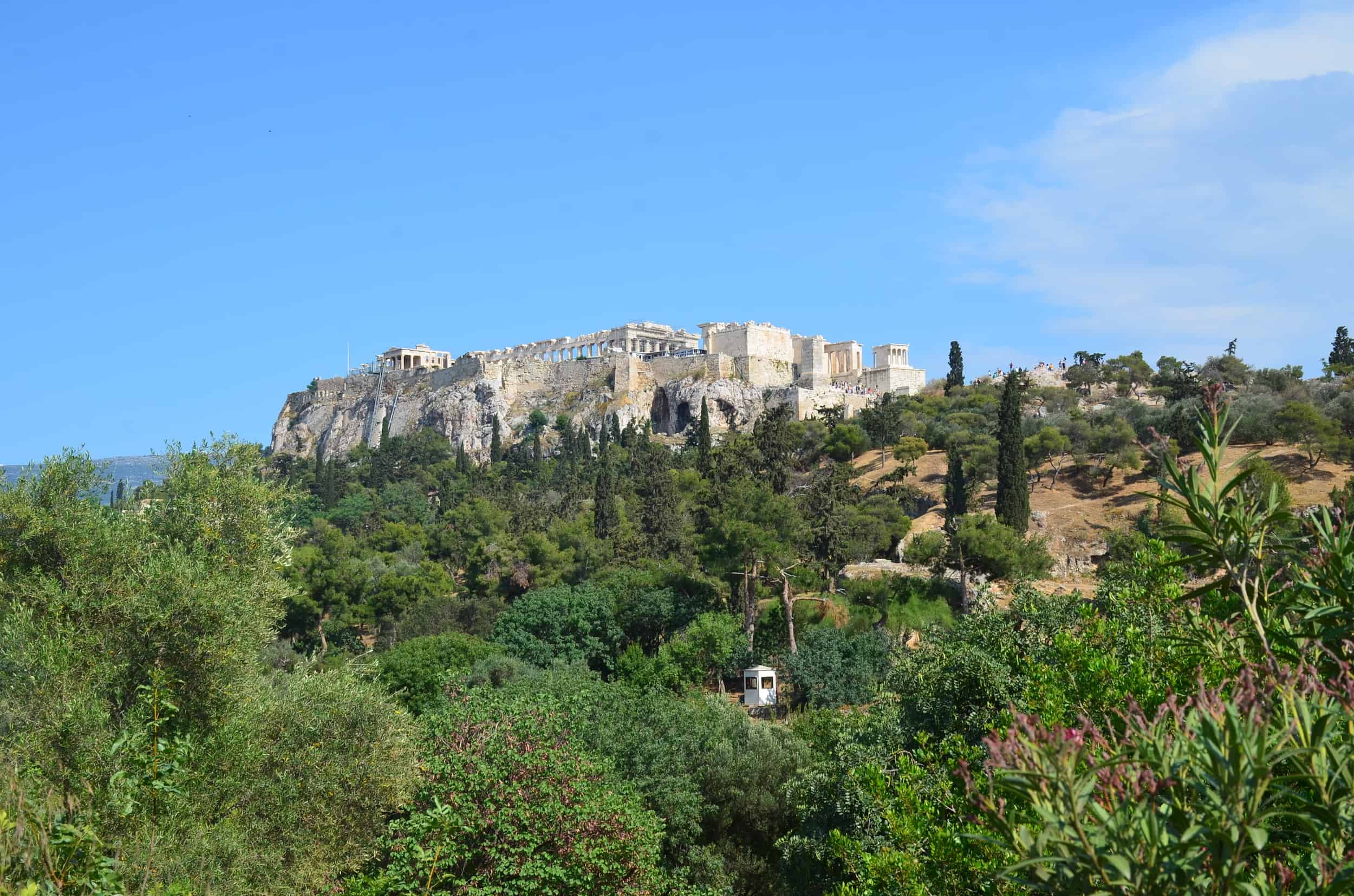 View of the Acropolis from Jacqueline de Romilly Square in Thiseio, Athens, Greece