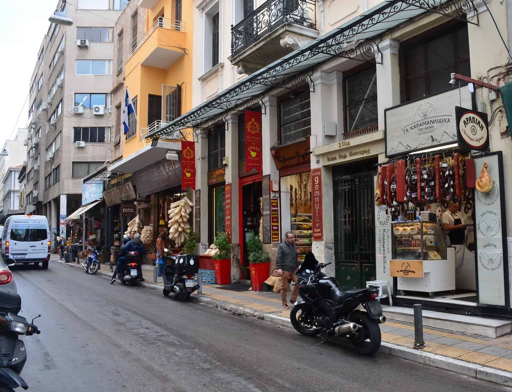 Evripidou Street in Athens, Greece