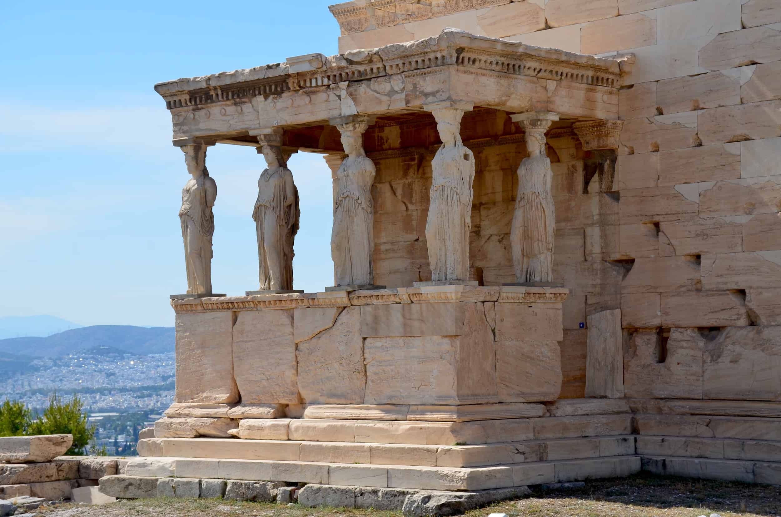 Porch of the Caryatids on the Erechtheion on the Acropolis in Athens, Greece