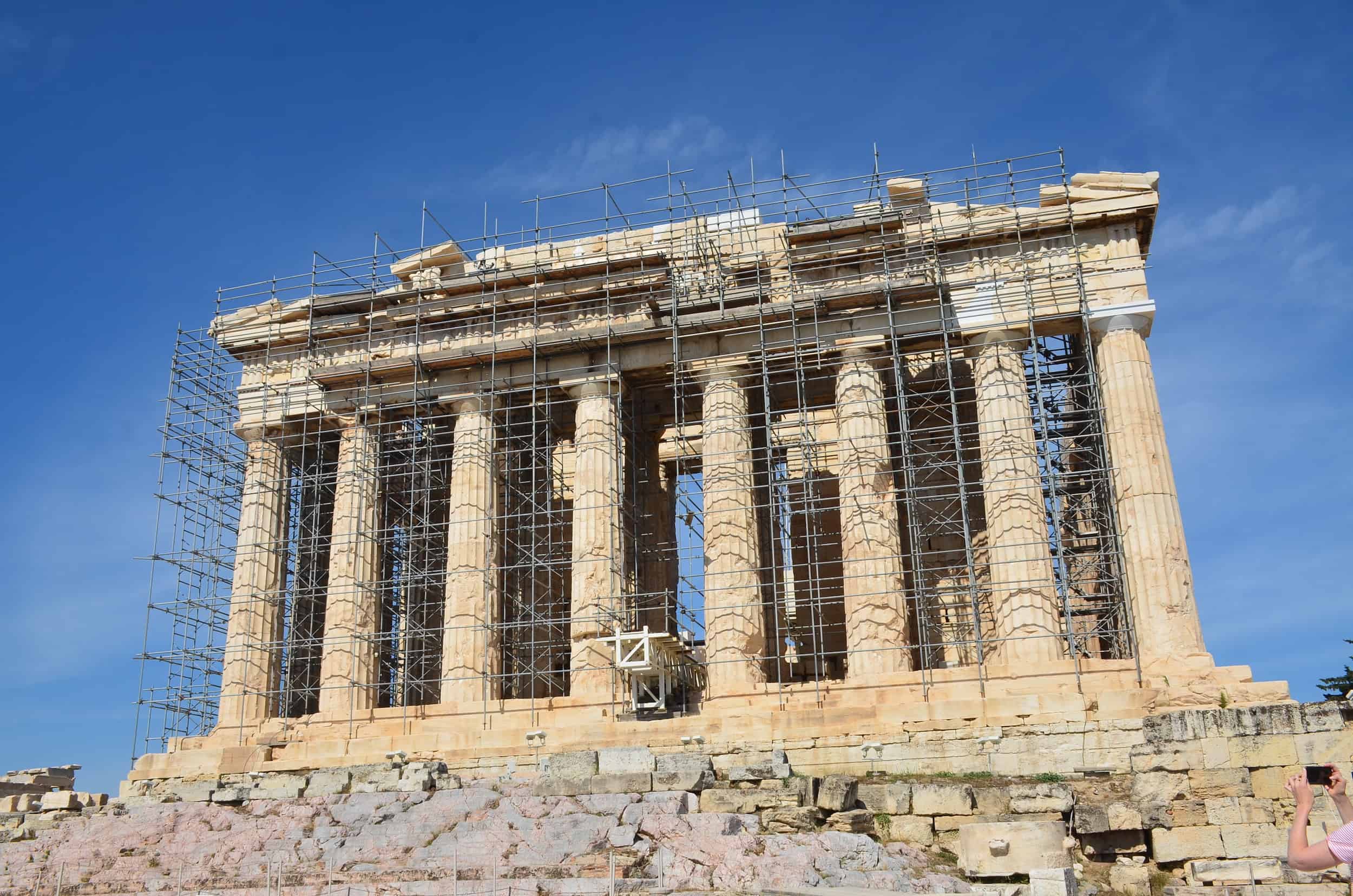 West side of the Parthenon on the Acropolis in Athens, Greece