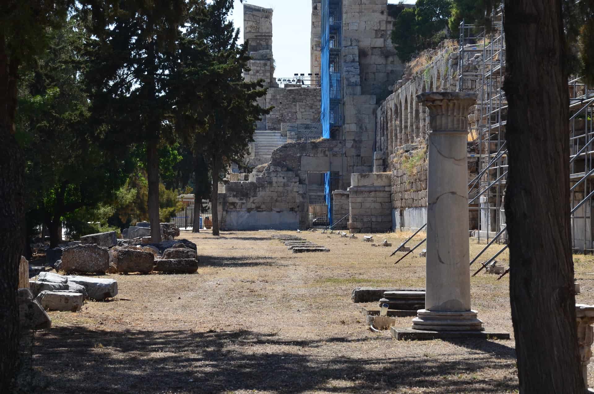 Looking towards the Odeon of Herodes Atticus from the Stoa of Eugene's