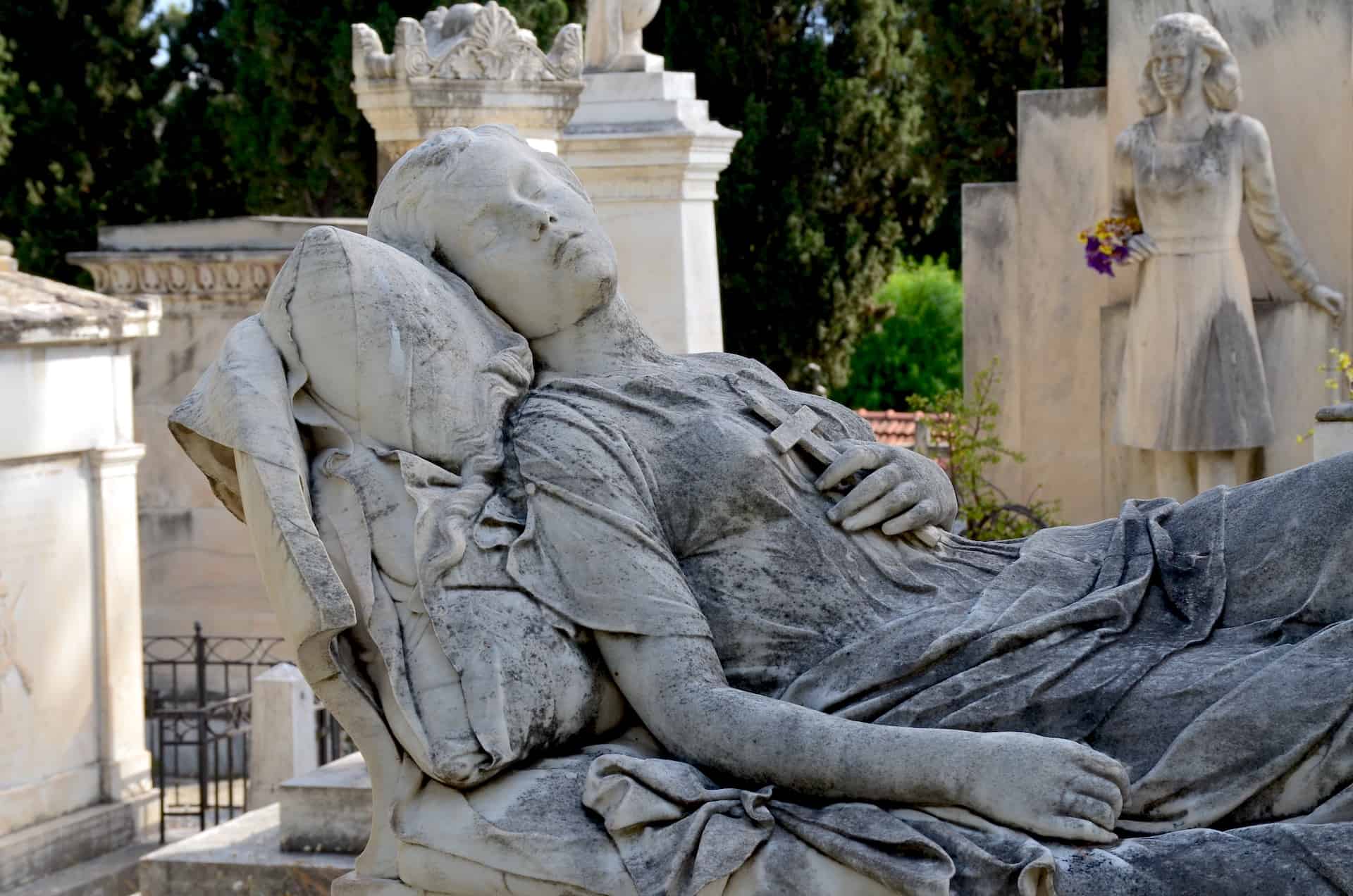 Sleeping Girl on the tomb of Sophia Afentaki at the First Cemetery of Athens, Greece