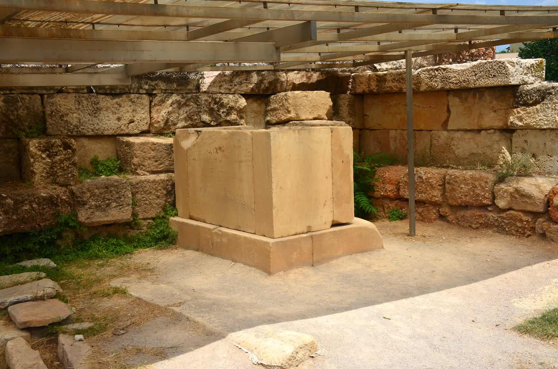 Small sanctuary with a marble altar in front of the Sacred Gate at Kerameikos, Athens, Greece