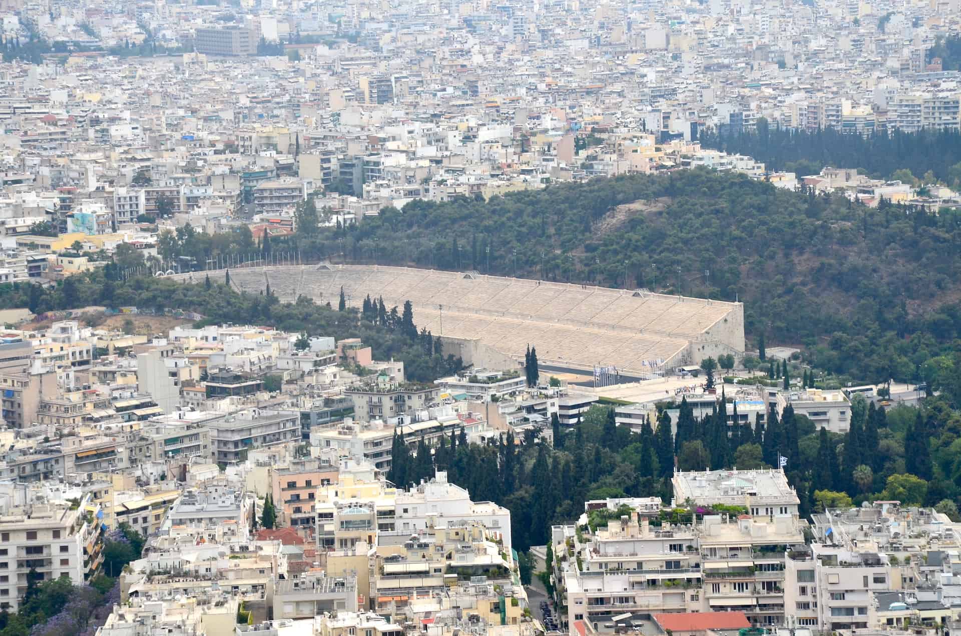Panathenaic Stadium from Lycabettus Hill in Athens, Greece