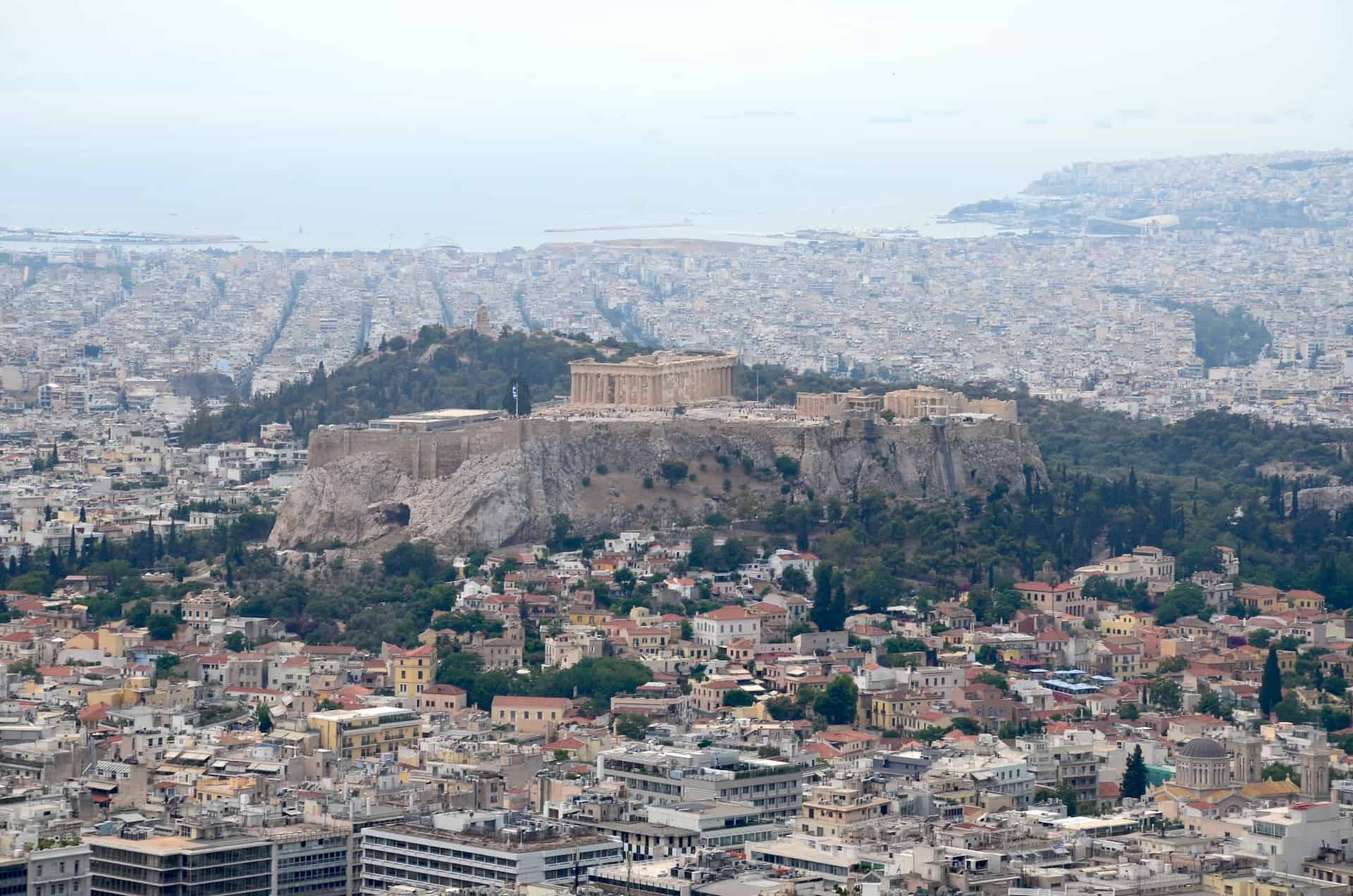 Acropolis from Lycabettus Hill in Athens, Greece