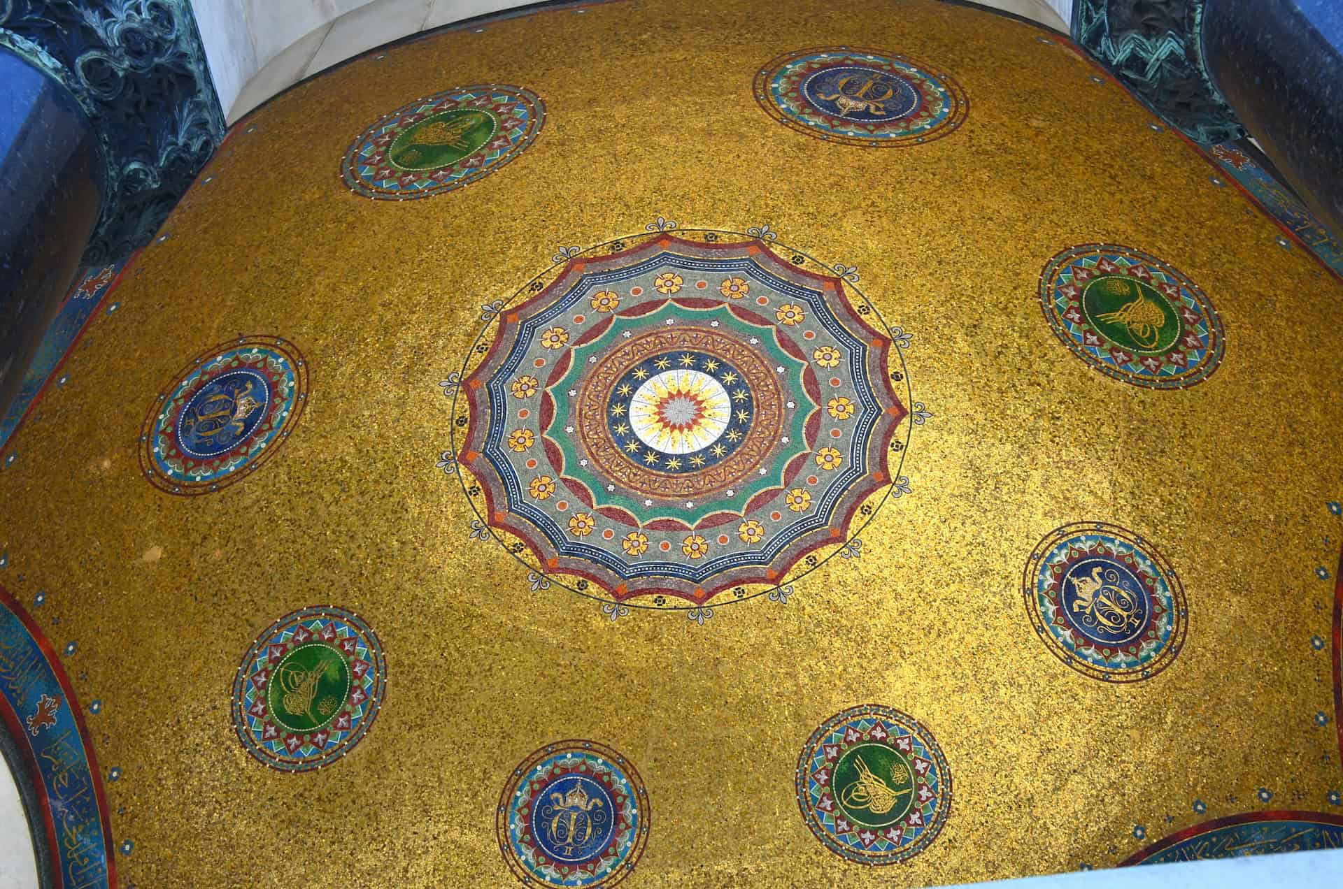 Mosaics under the dome of the German Fountain in the Hippodrome of Constantinople in Sultanhamet, Istanbul, Turkey