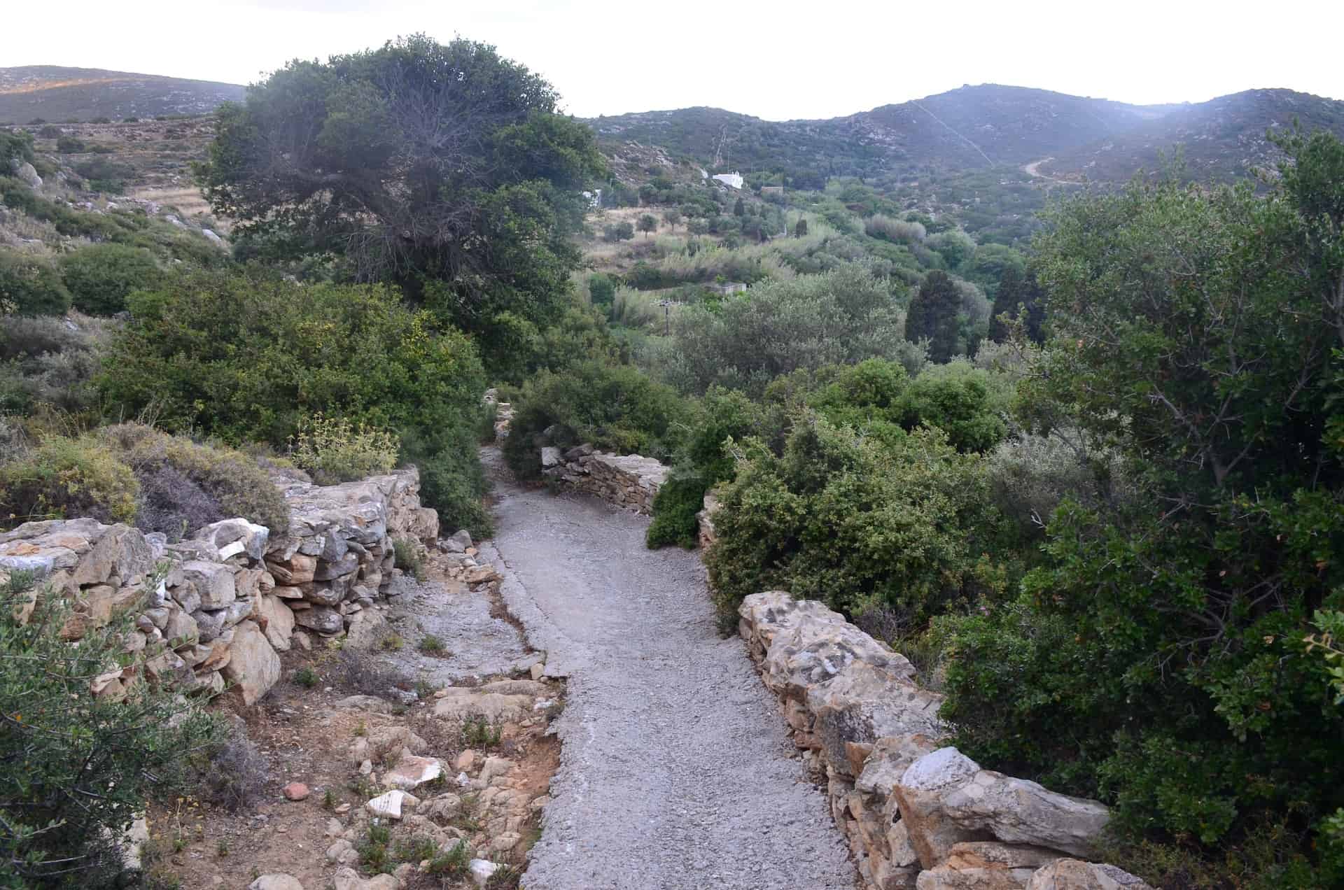 Path to the tunnel entrance in Melanes, Naxos, Greece