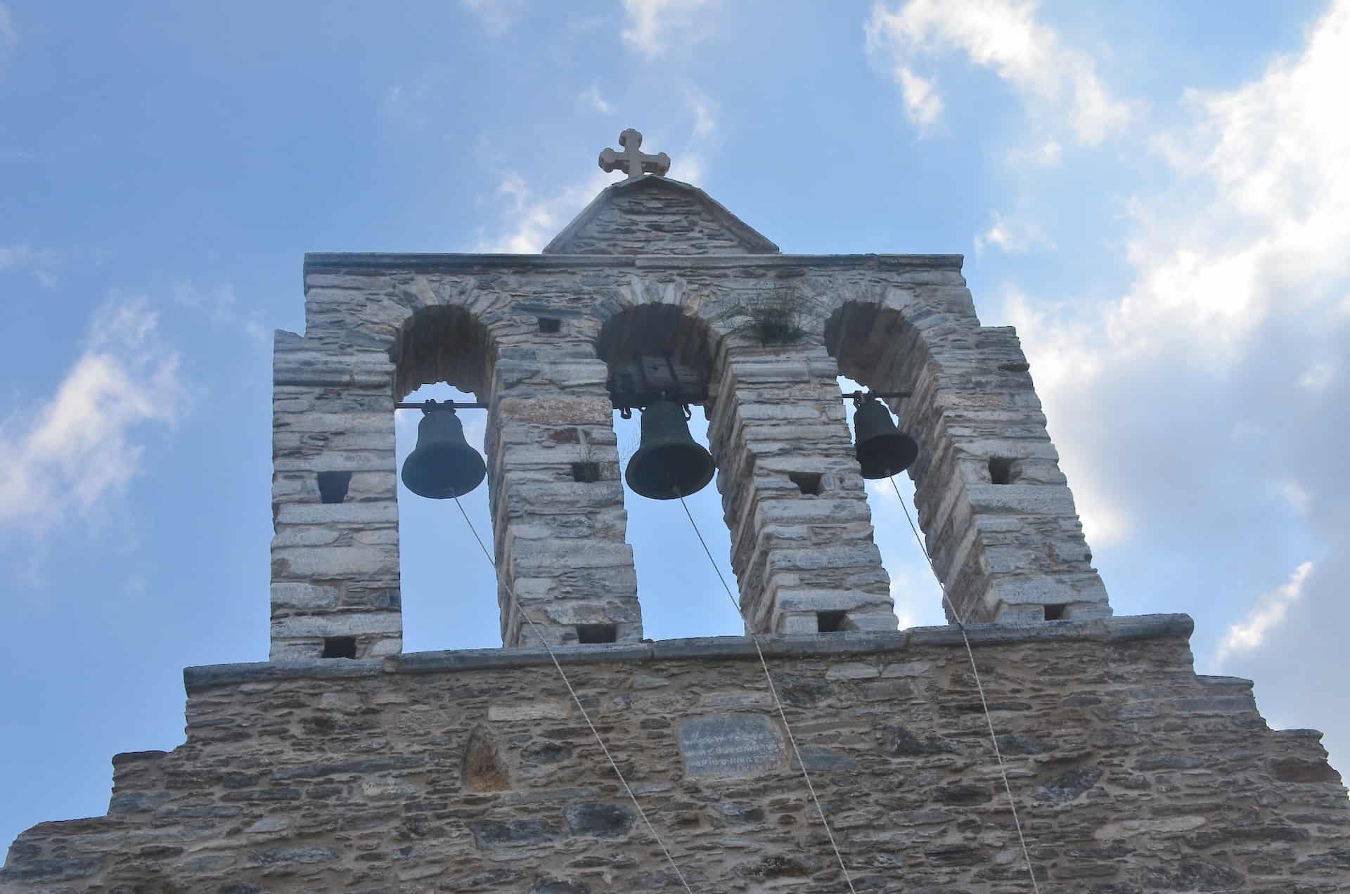 Bell tower at Panagia Drosiani in Naxos, Greece