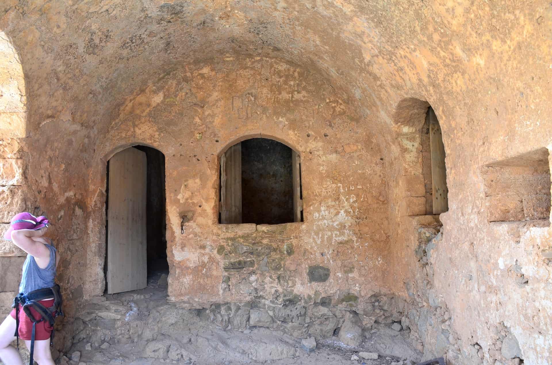 Inside the guardhouse at the Venetian fortress on Gramvousa, Crete