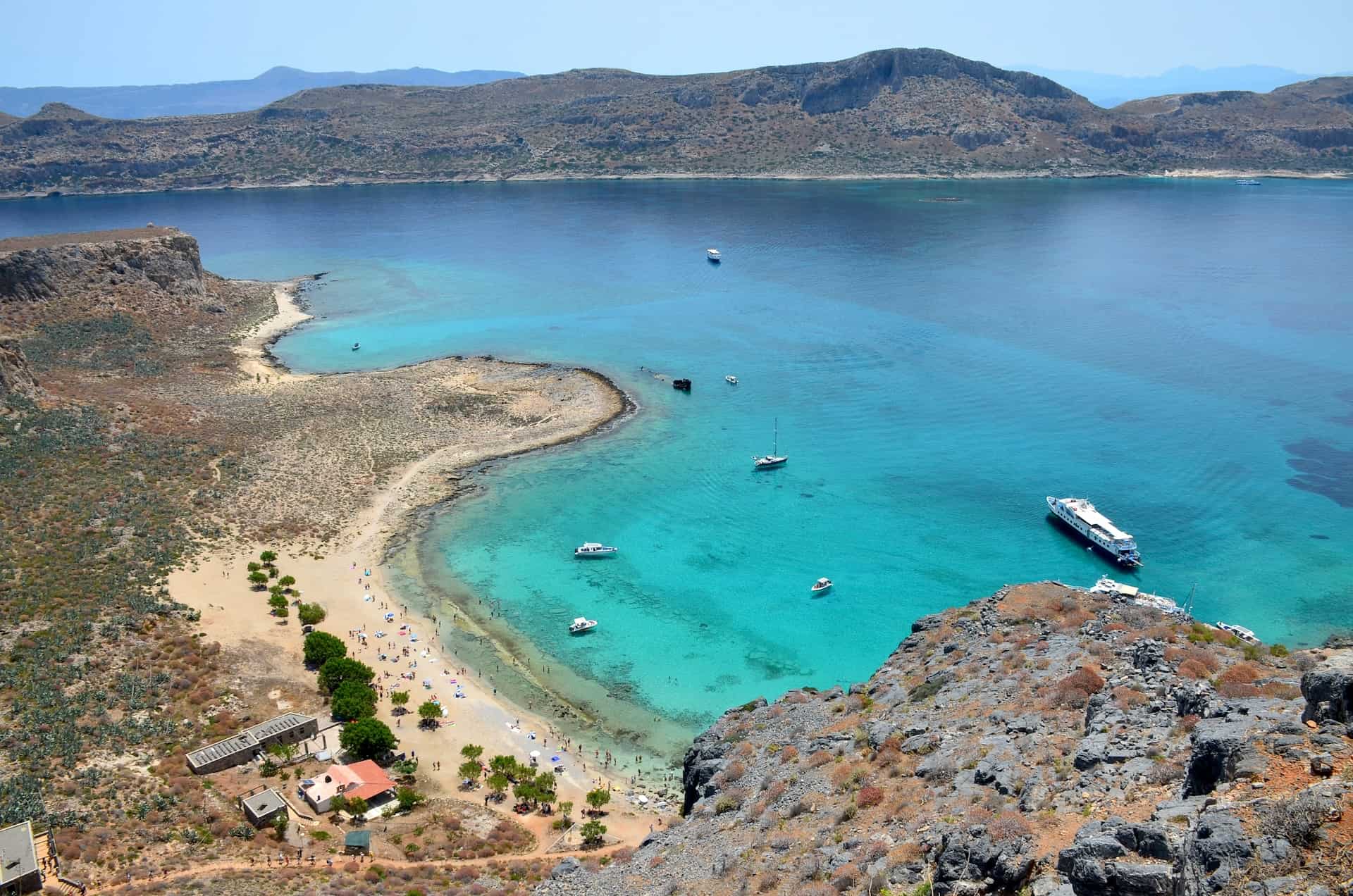 Beach from the flagpole at the Venetian fortress on Gramvousa, Crete