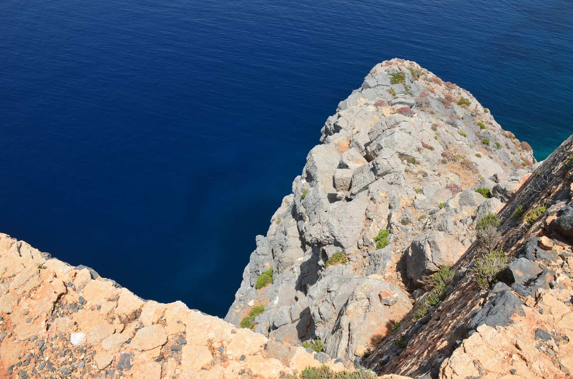 Steep drop down to the sea from the Venetian fortress on Gramvousa, Crete