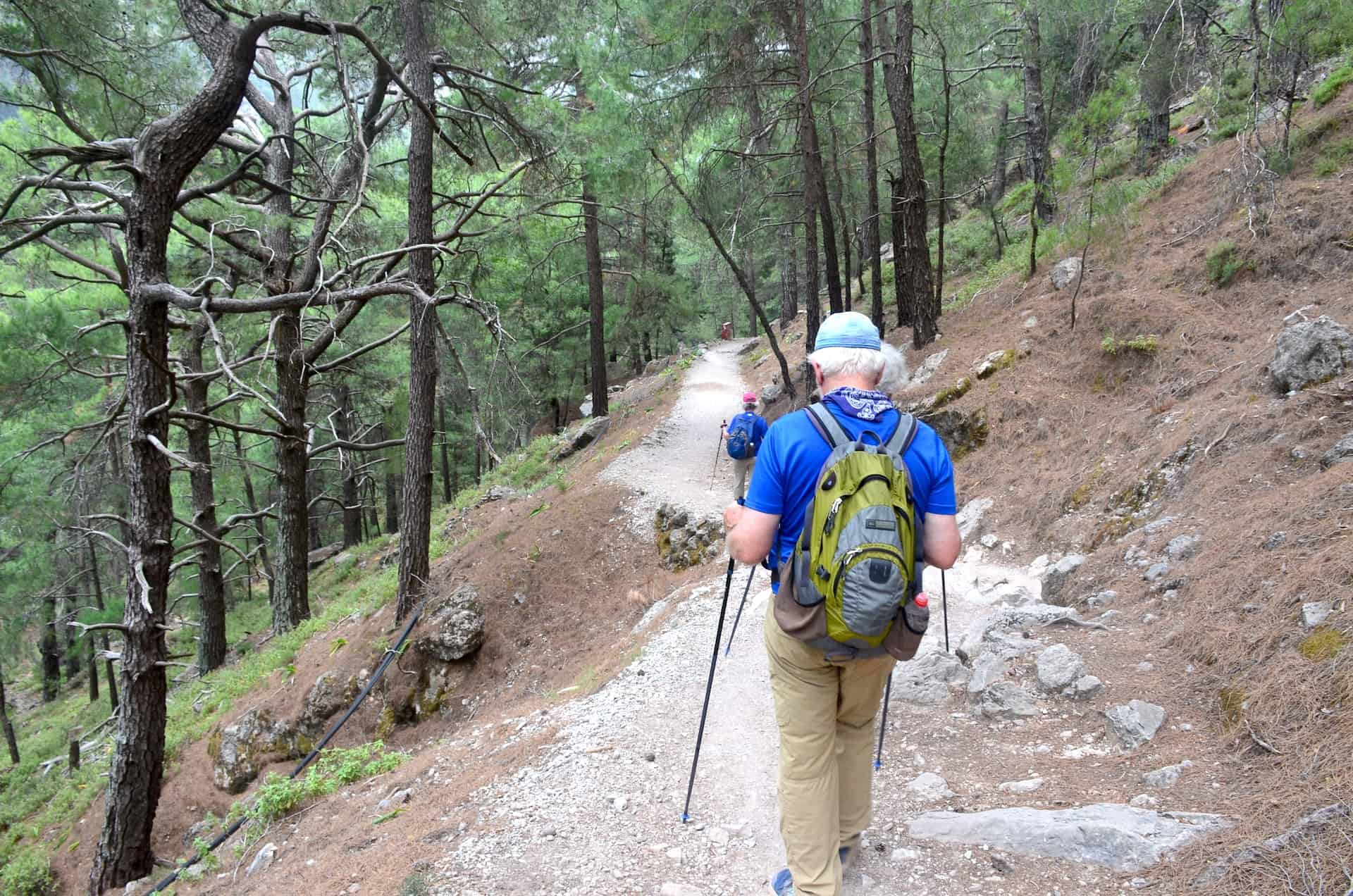 An easy part of the trail from Prinari to Samaria at the Samaria Gorge in Crete, Greece