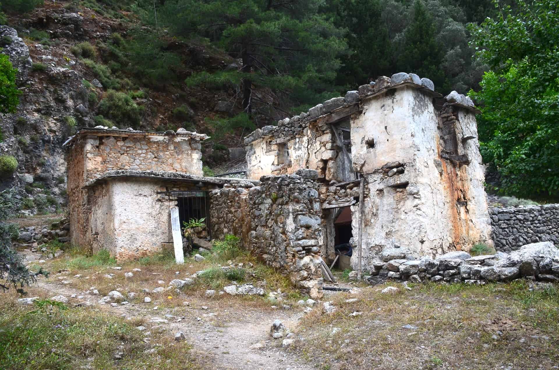 Ruined house at Samaria at the Samaria Gorge in Crete, Greece