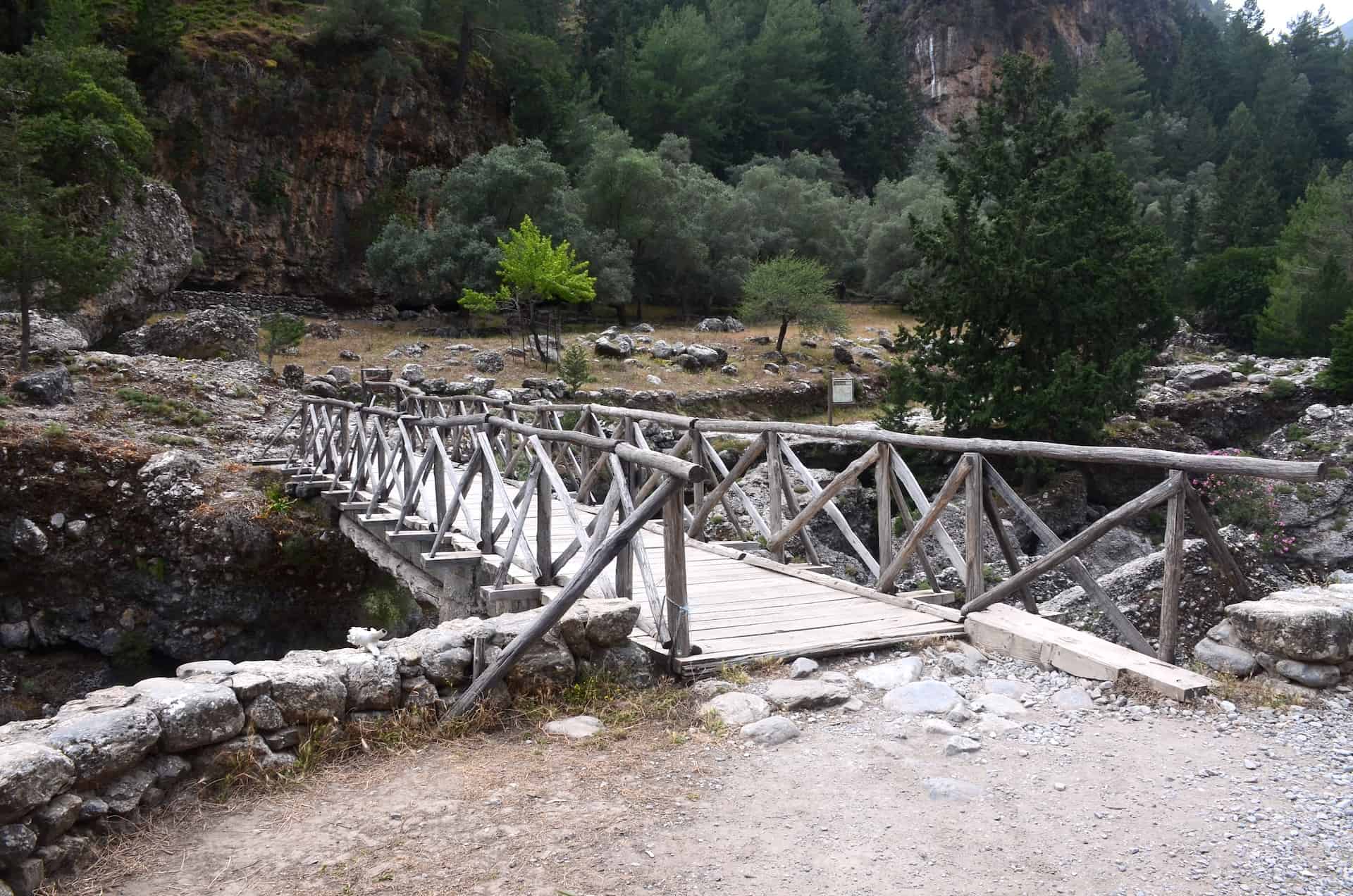 Bridge to Samaria on the trail from Prinari to Samaria at the Samaria Gorge in Crete, Greece
