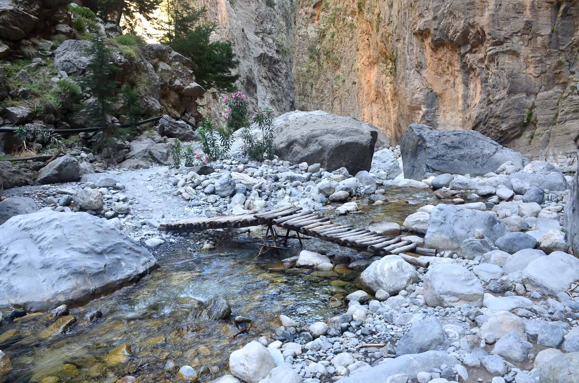 Bridge on the trail from Nero tis Perdikas to Christos at the Samaria Gorge in Crete, Greece