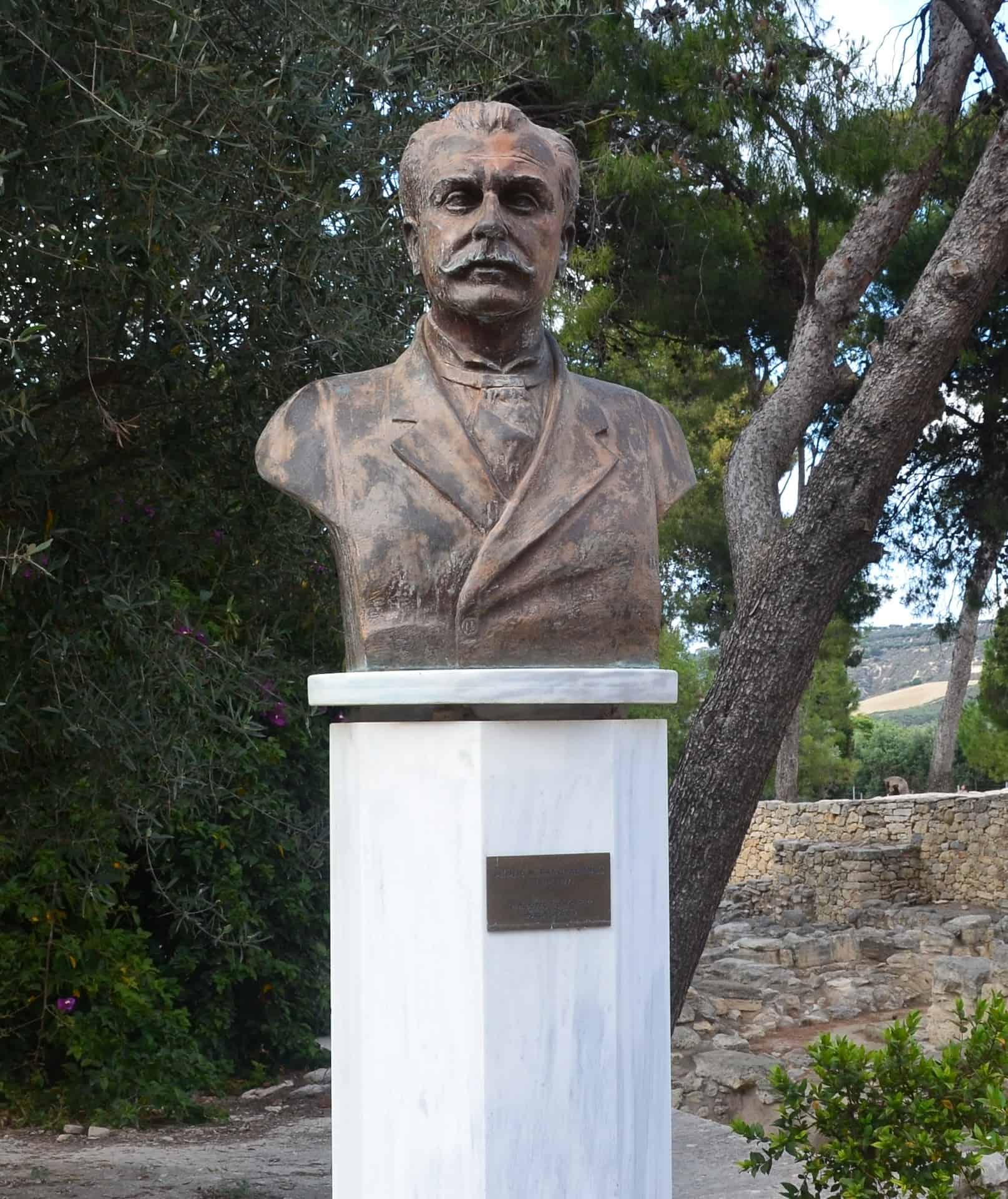 Bust of Minos Kalokairinos at Knossos, Crete, Greece