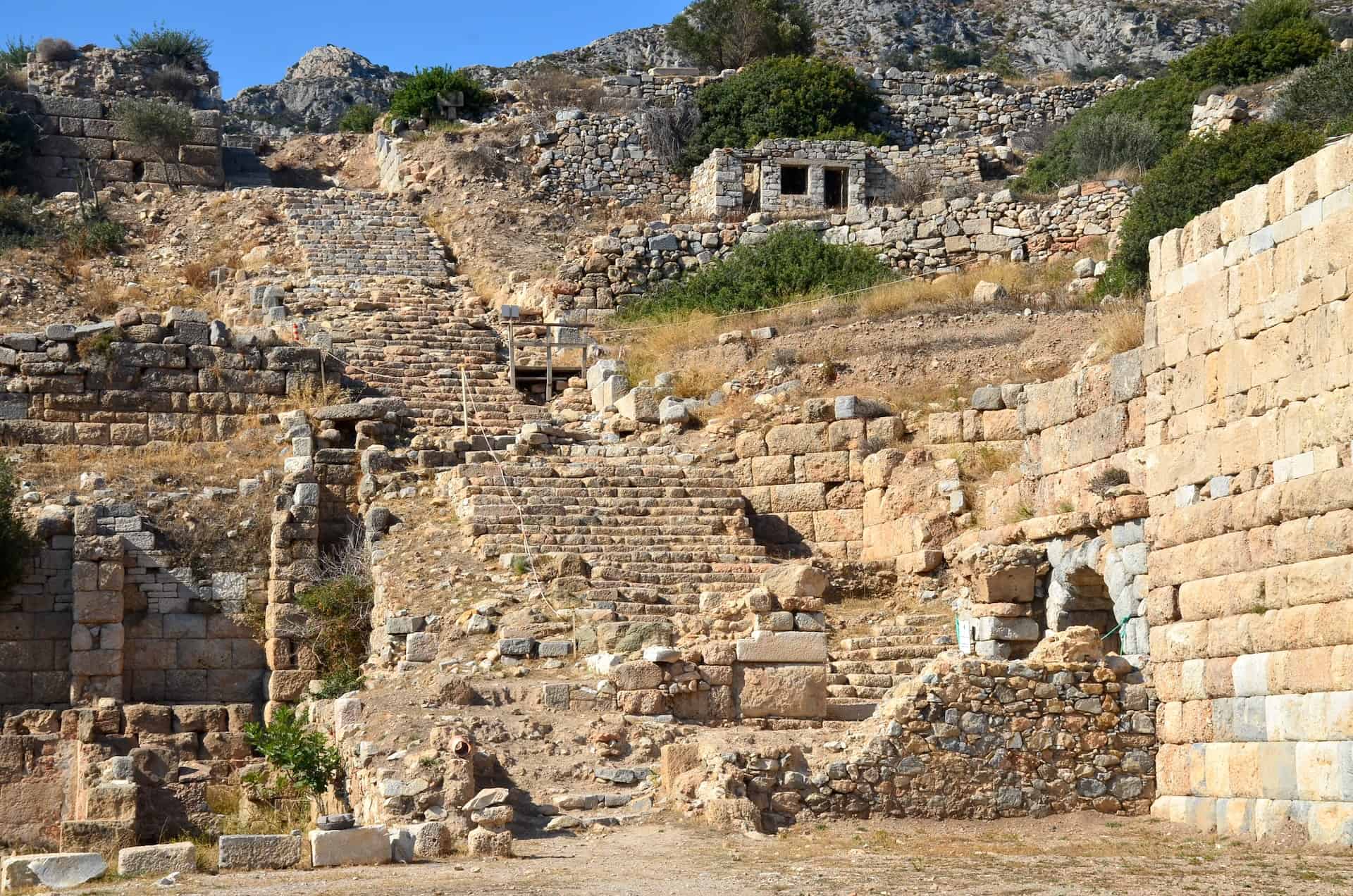 Stairs to the upper terraces at Knidos on Datça Peninsula, Turkey
