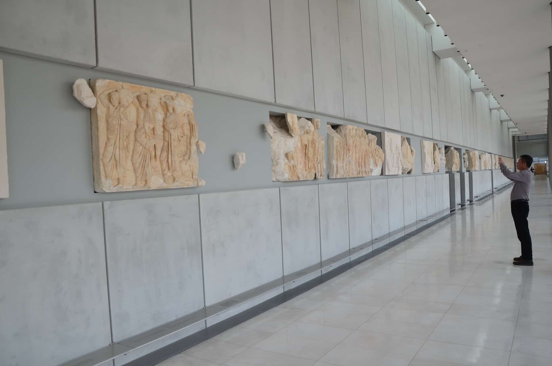 Empty spaces on the north frieze of the Parthenon