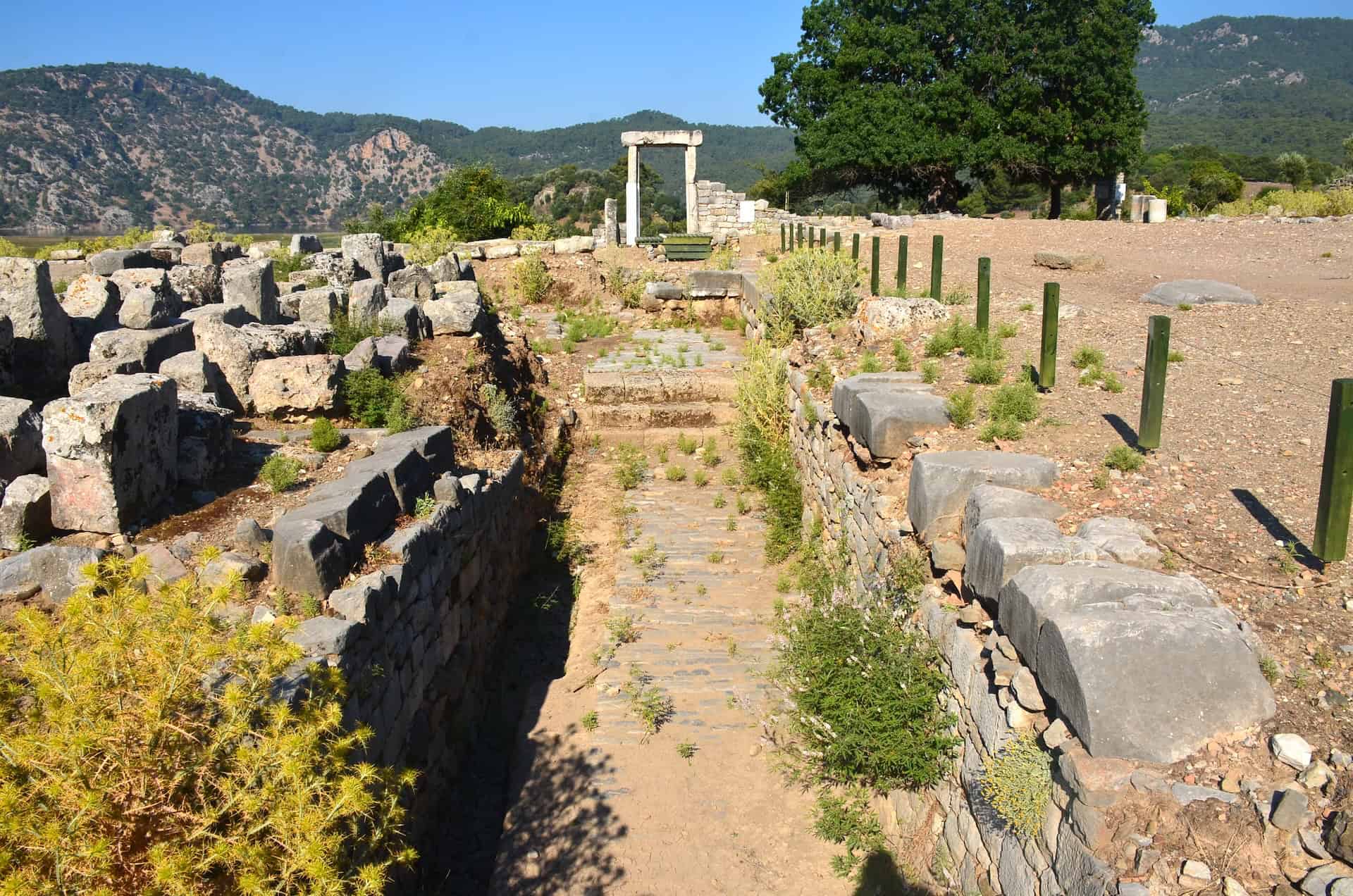 Ancient street at the Palaestra Terrace at Kaunos, Turkey