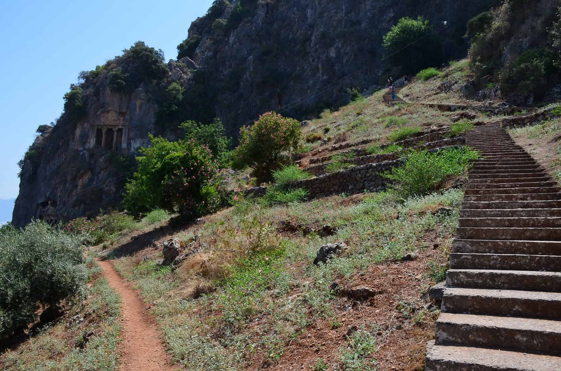 Path through the site of the Amyntas Rock Tombs