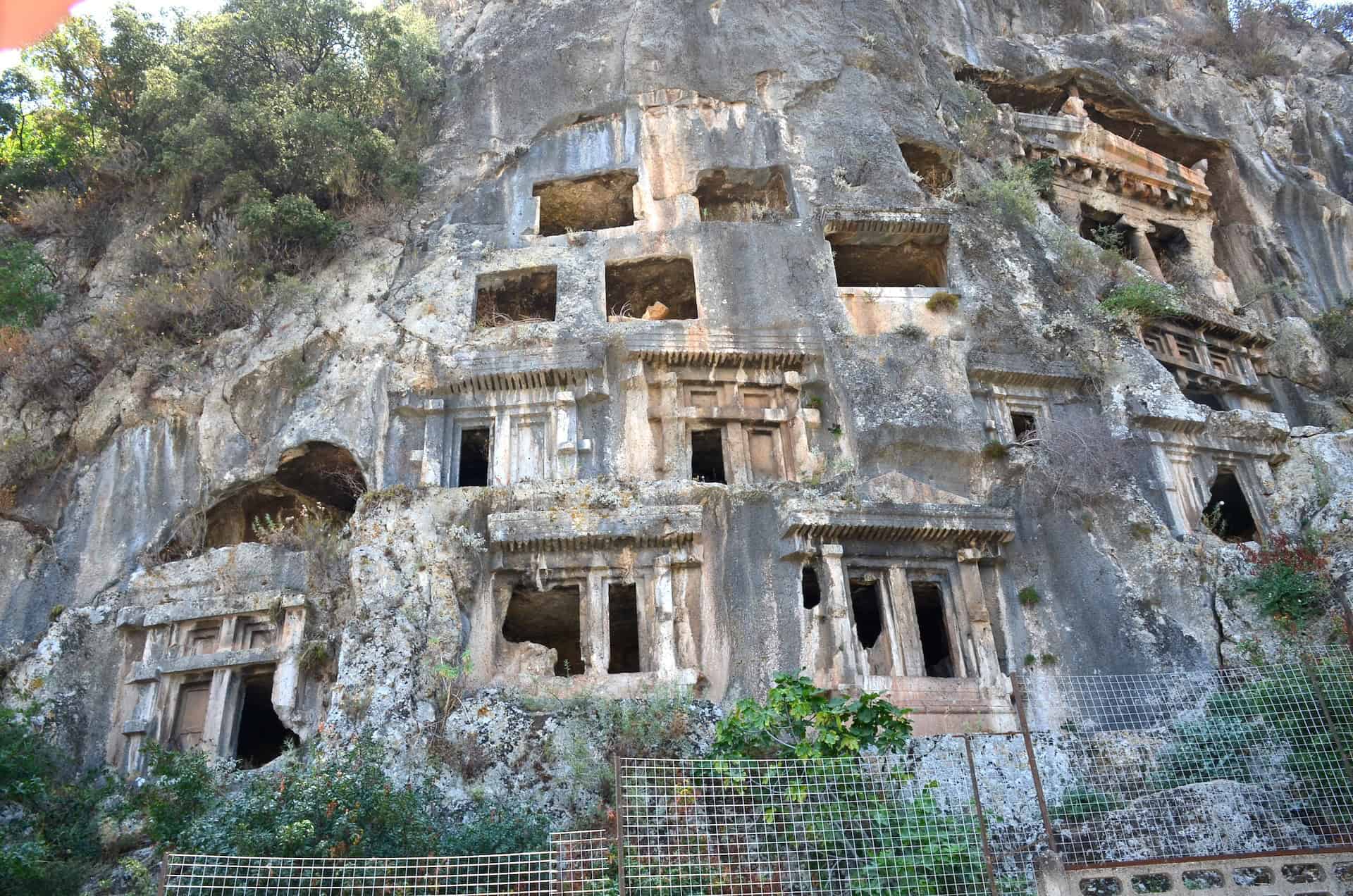 Rock-cut tombs at the Amyntas Rock Tombs in Fethiye, Turkey