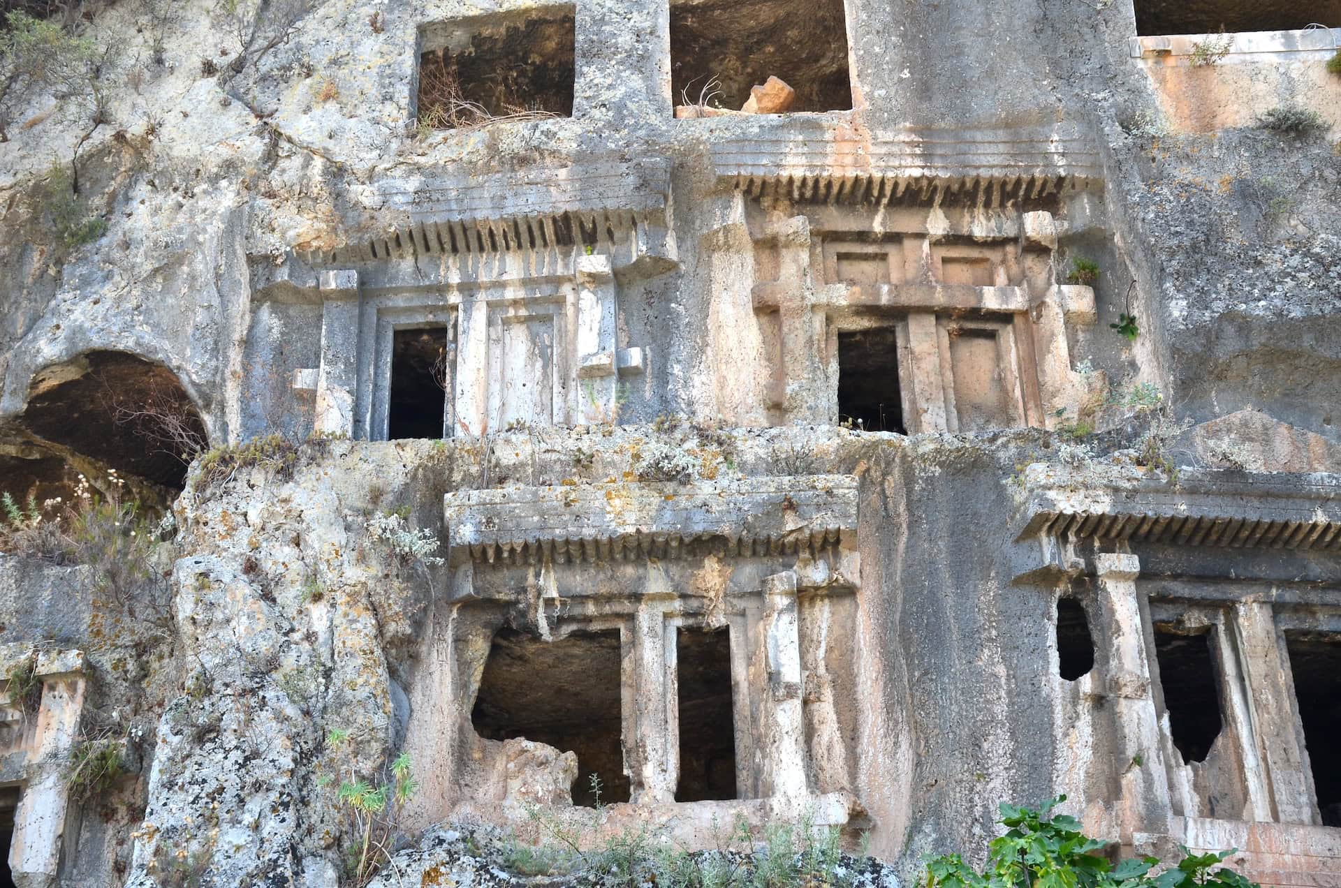 Rock-cut tombs at the Amyntas Rock Tombs in Fethiye, Turkey