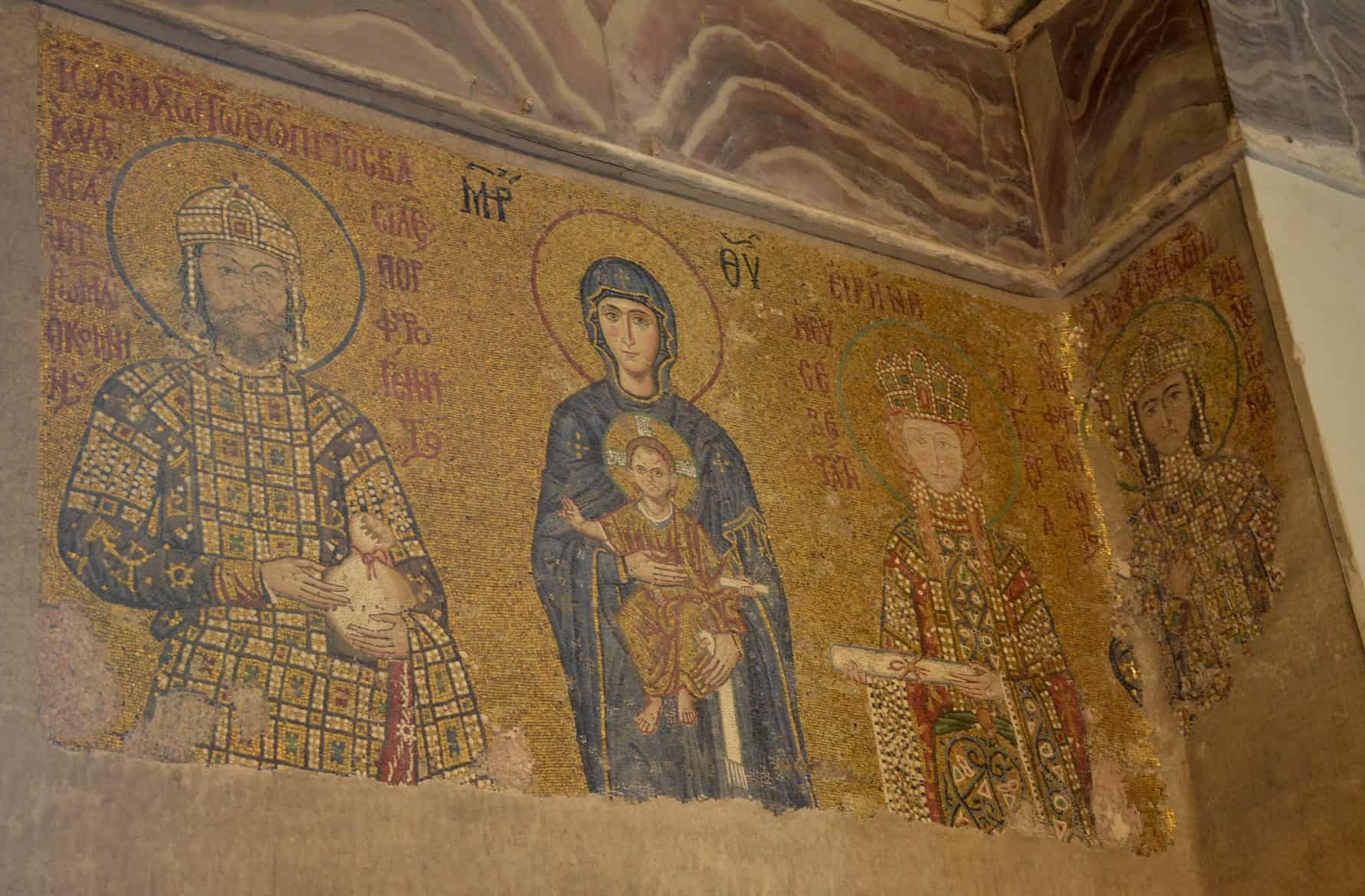 Komnenos mosaic at Hagia Sophia in Istanbul, Turkey