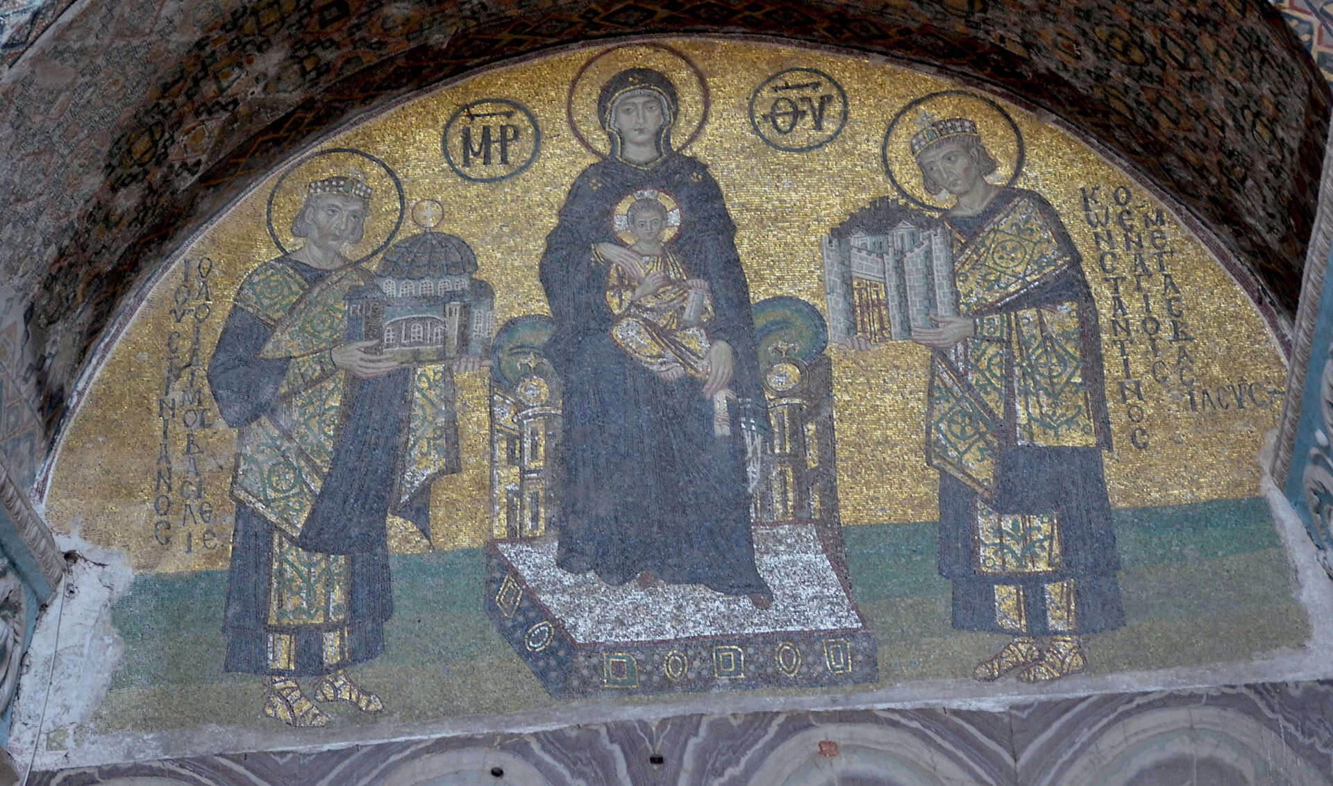 Mosaic of the southwest vestibule at Hagia Sophia in Istanbul, Turkey