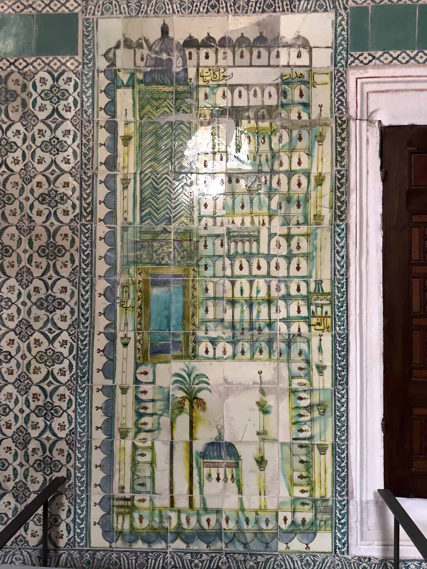 Tile panel depicting the Mosque of the Prophet in Medina in the Mosque of the Black Eunuchs