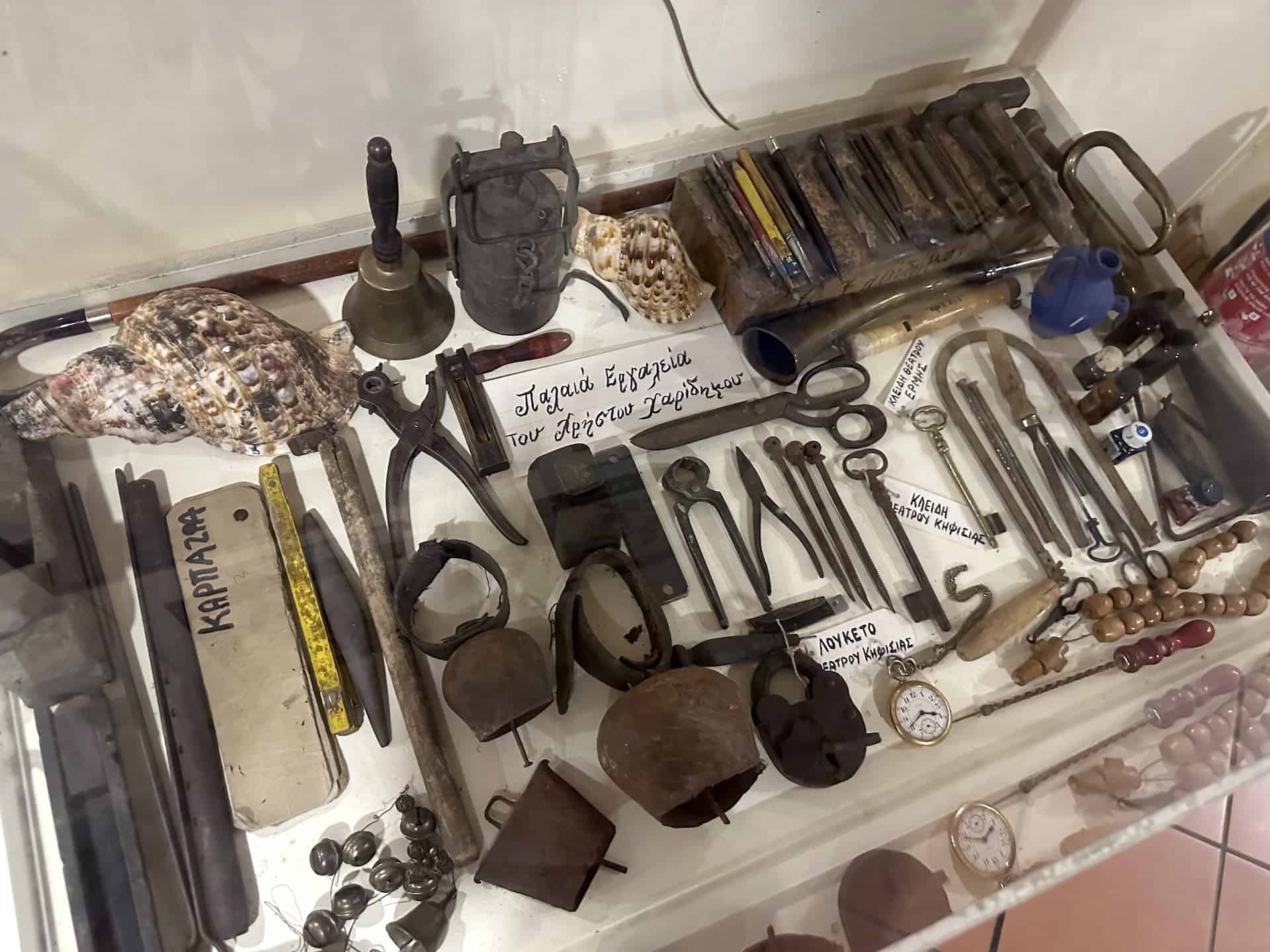 Tools used by Christos Haridimos at the Melina Mercouri Cultural Centre in Thiseio, Athens, Greece