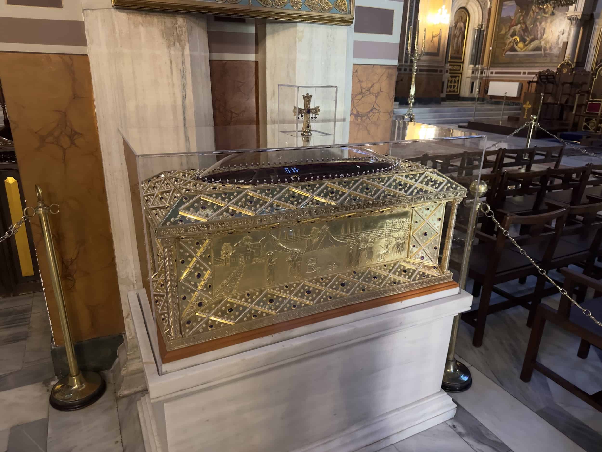 Relics of Saint Philothei at the Metropolitan Cathedral of Athens in Monastiraki, Athens, Greece
