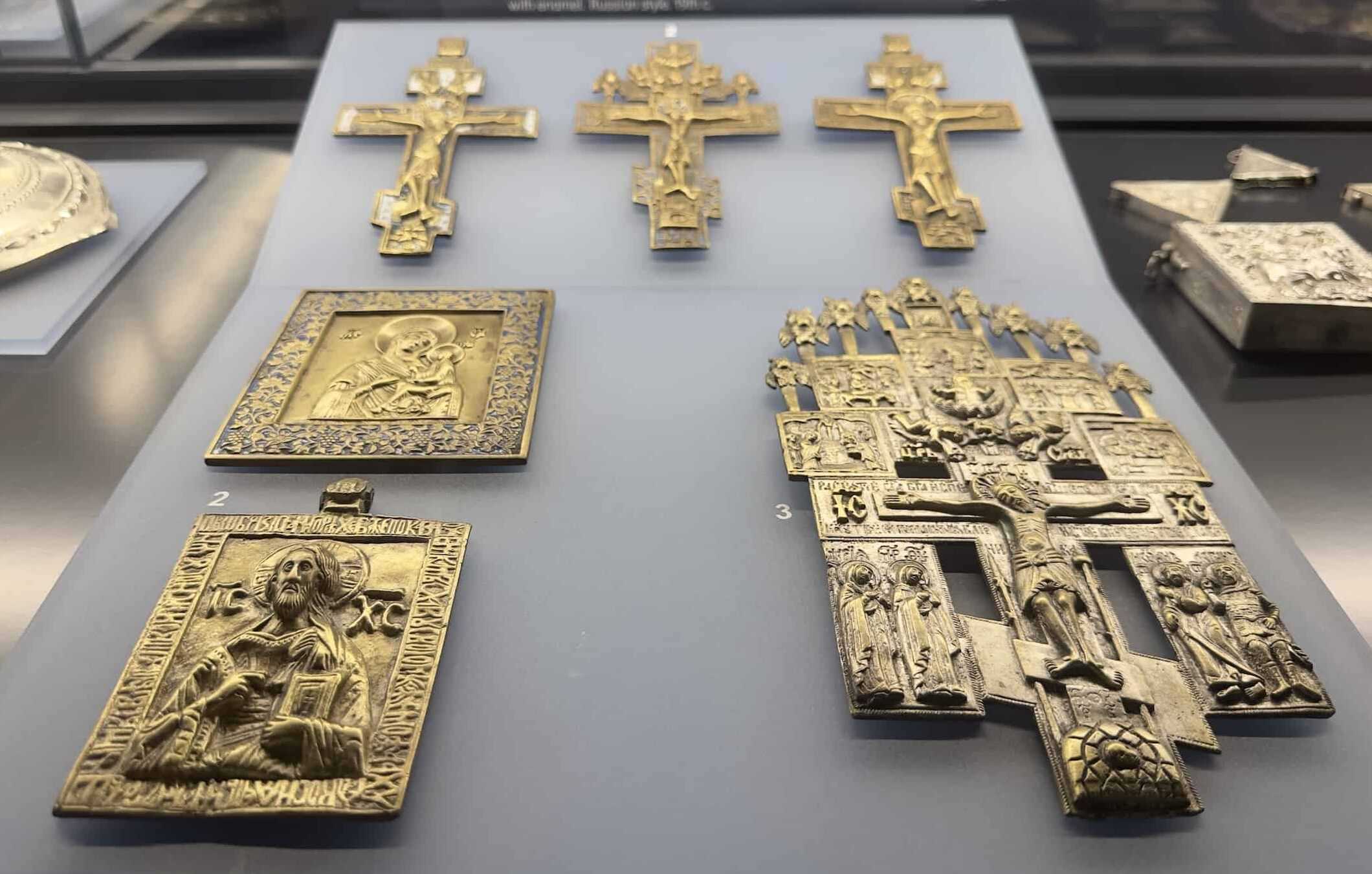 Russian-style crosses and icons