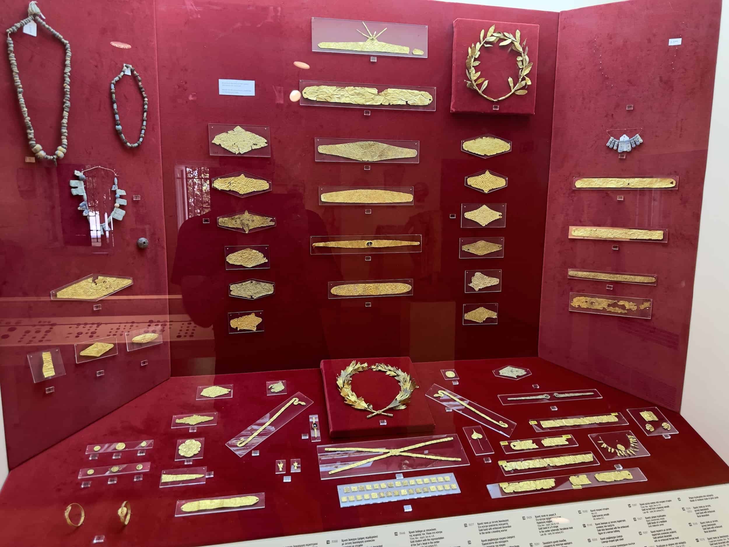 Funerary jewelry at the Canellopoulos Museum in Athens, Greece