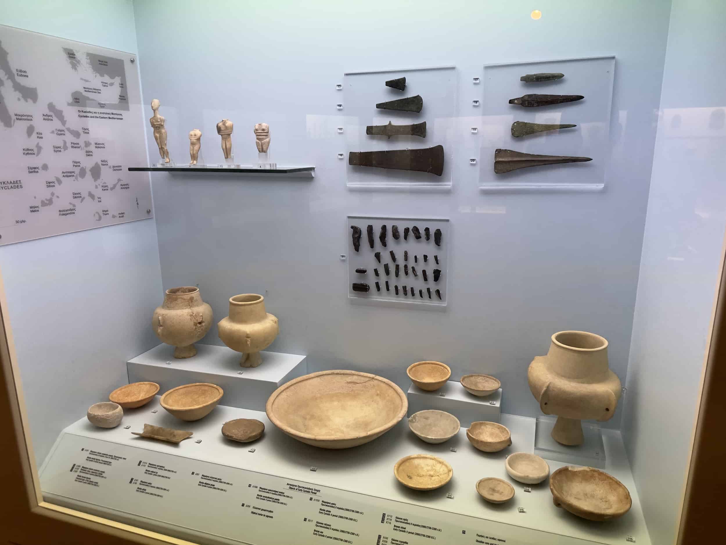 Items of the Early Cycladic period at the Canellopoulos Museum in Athens, Greece