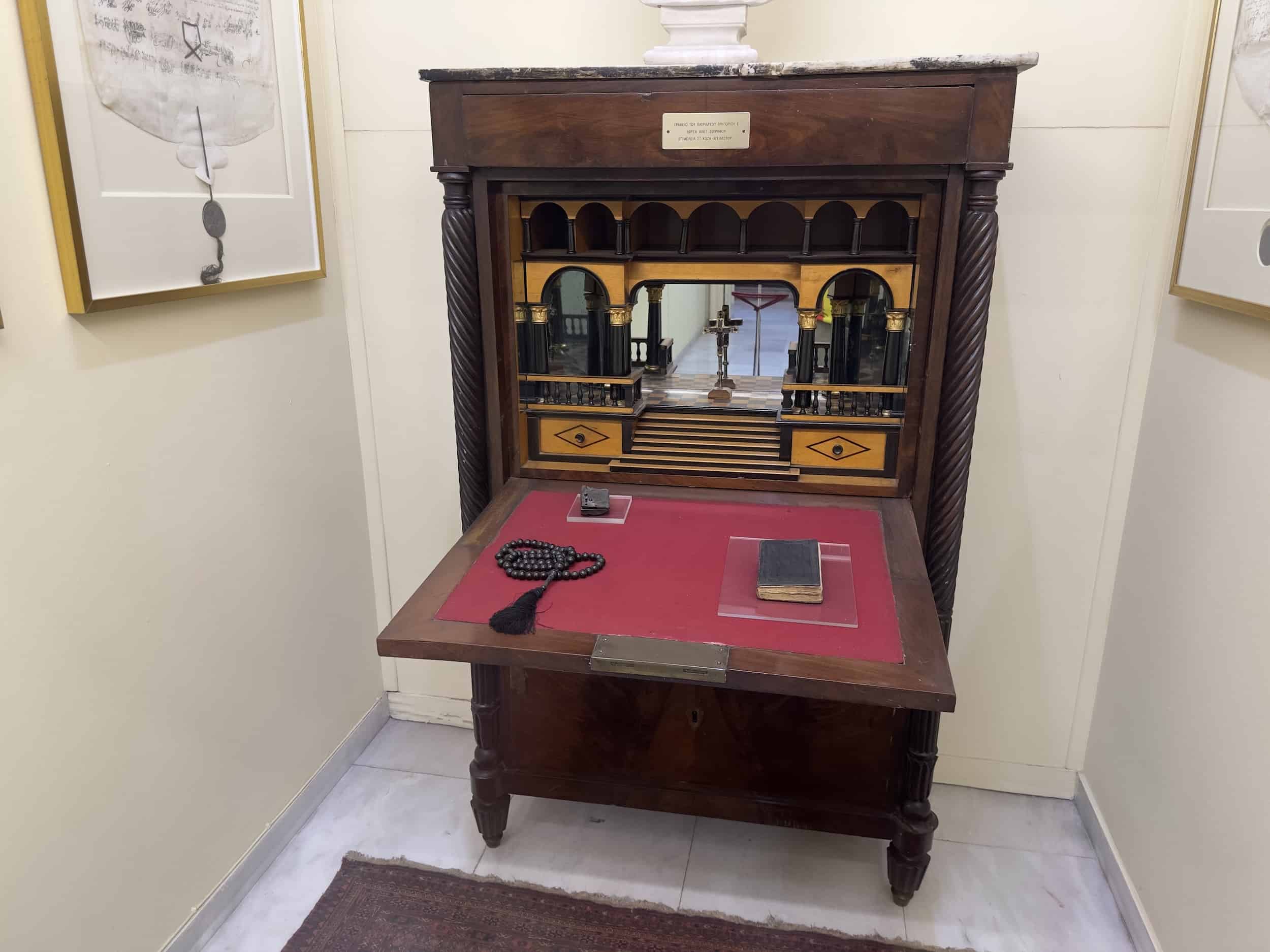Desk and personal belongings of Patriarch Gregory V (1746-1821) at the National Historical Museum in Athens, Greece