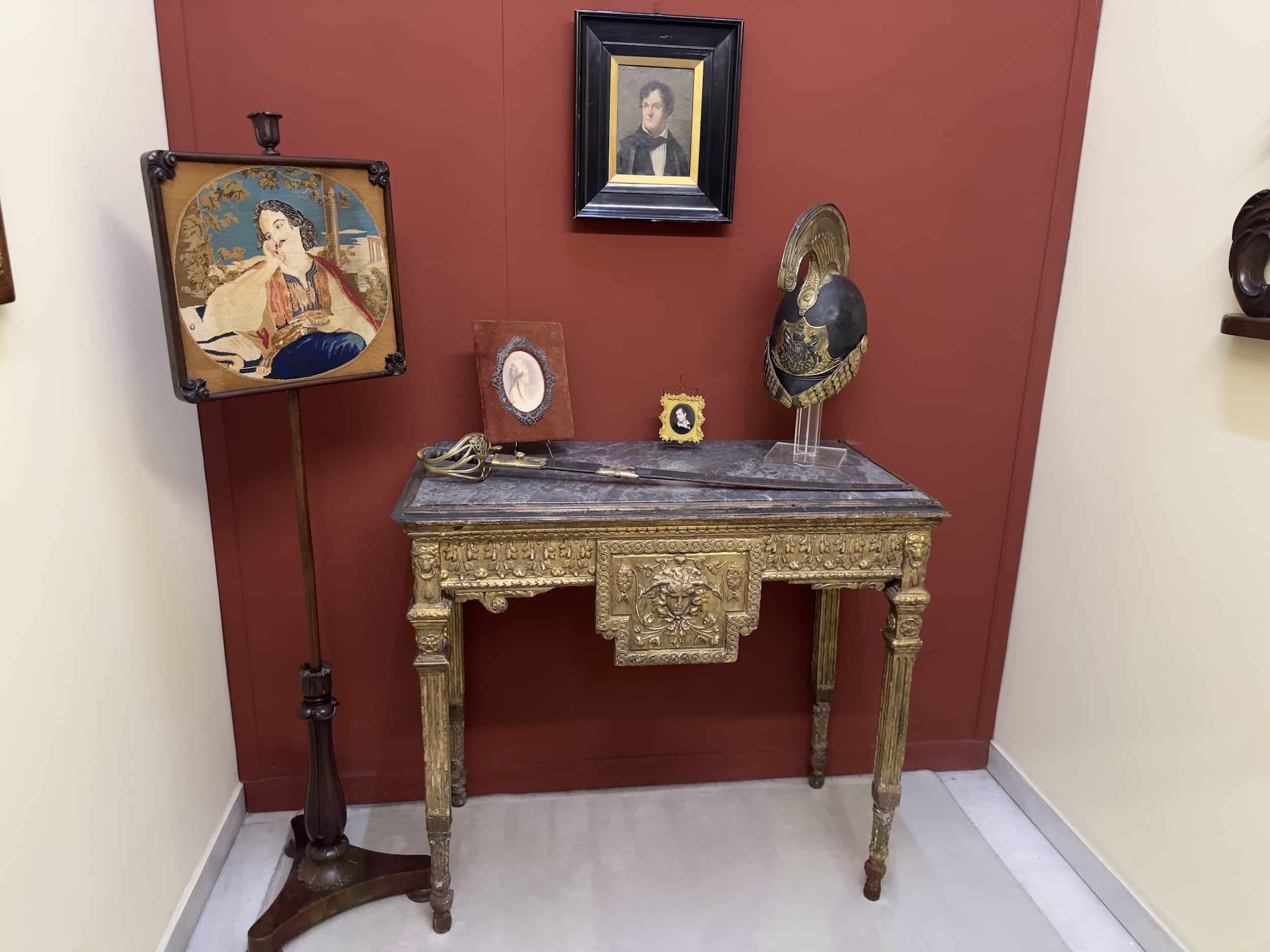 Items belonging to Lord Byron at the National Historical Museum in Athens, Greece