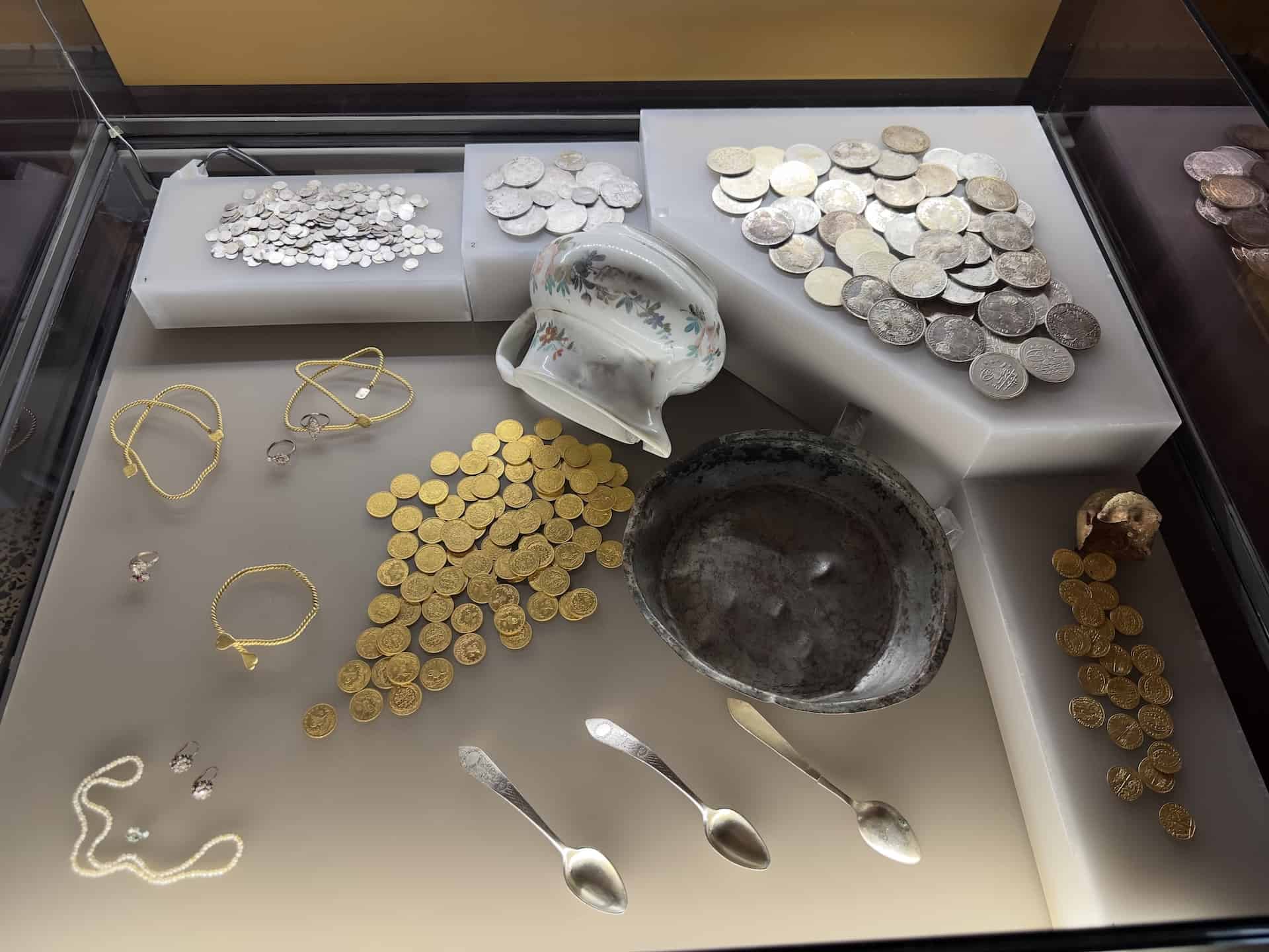 Coin hoards from all over Greece, late 16th century to early 20th century at the Numismatic Museum in Athens, Greece