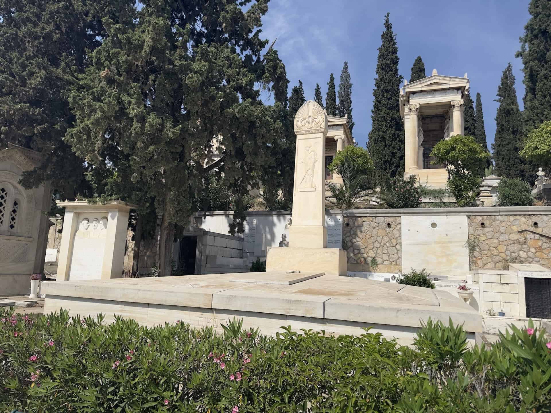 Melina Mercouri and Jules Dassin at the First Cemetery of Athens, Greece