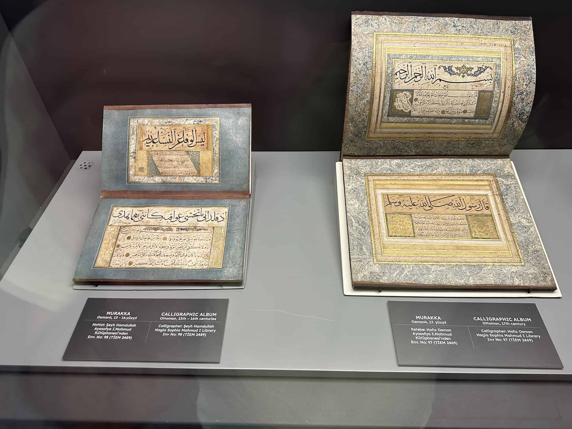 Calligraphy from the Library of Mahmud I at the Hagia Sophia Experience on the Hippodrome of Constantinople in Istanbul, Turkey